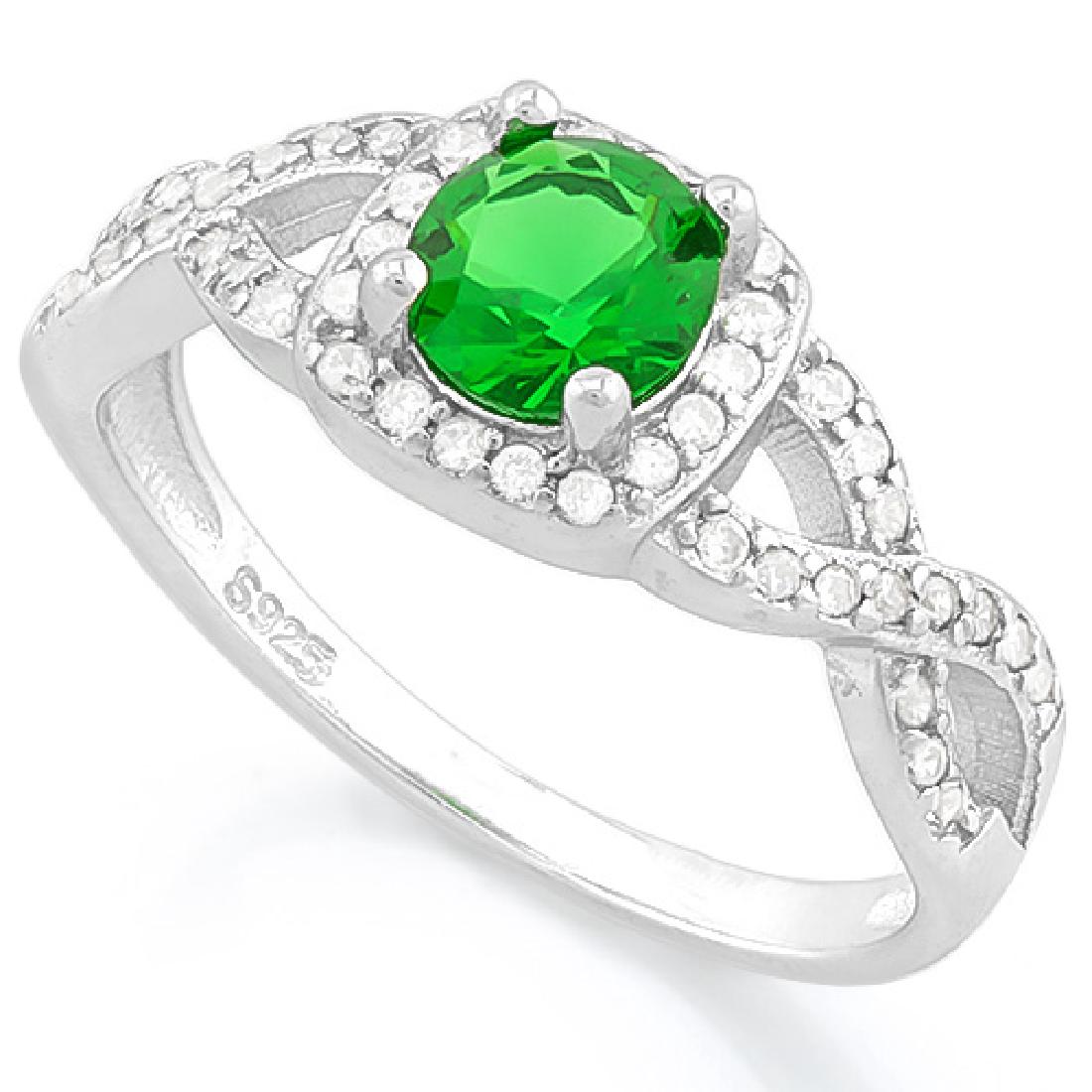 1 CARAT CREATED EMERALD & 1/2 CARAT (48 PCS) FLAWLESS C: 1 CARAT CREATED EMERALD & 1/2 CARAT (48 PCS) FLAWLESS CREATED DIAMOND 925 STERLING SILVER HALO RING **|**|** 1 CARAT CREATED EMERALD & 1/2 CARAT (48 PCS) FLAWLESS CREATED DIAMOND 925 STERLING SILVER H