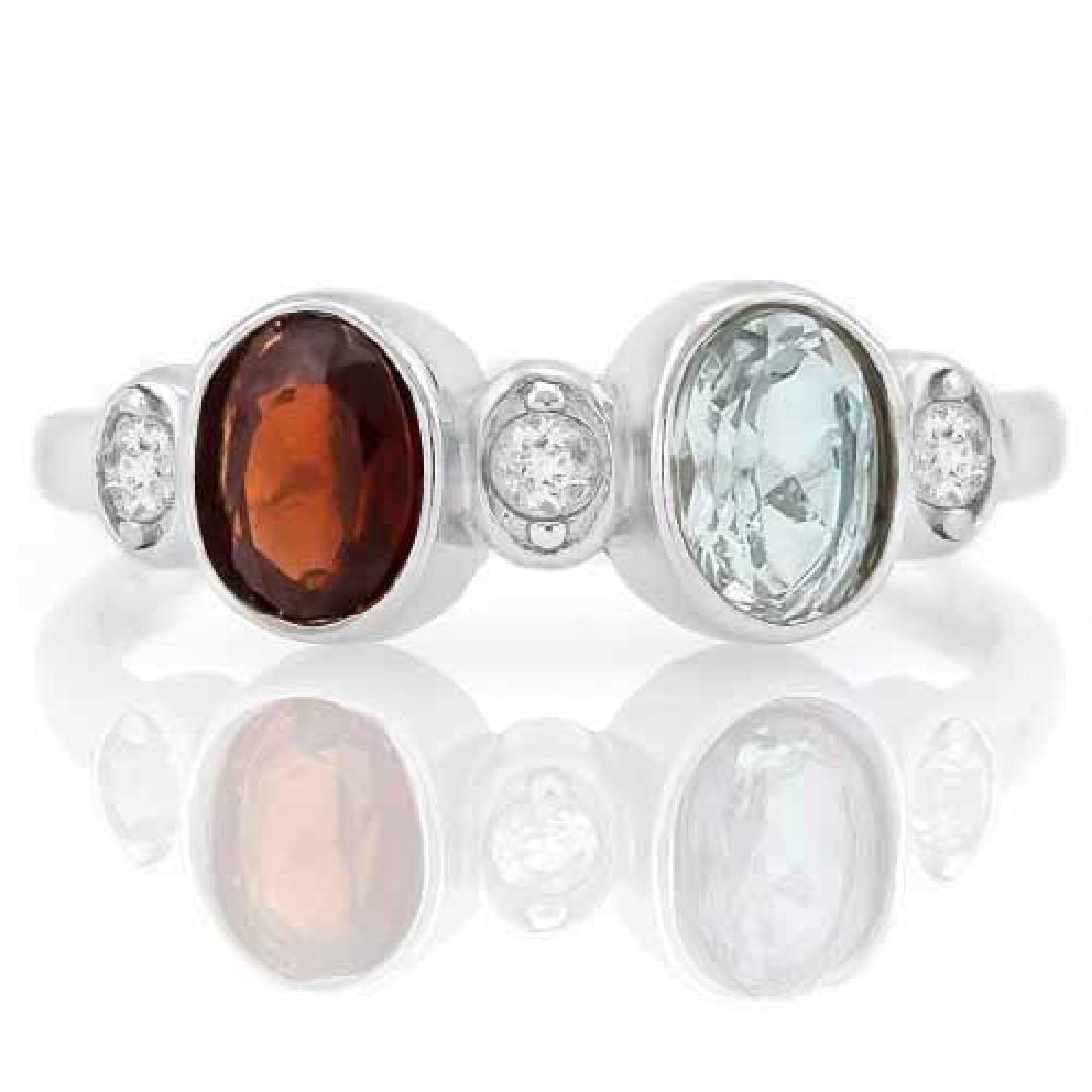 GARNETS & 2/5 CARAT AQUAMARINES 925 STERLING SILVER RIN: GARNETS & 2/5 CARAT AQUAMARINES 925 STERLING SILVER RING **|**|** GARNETS & 2/5 CARAT AQUAMARINES 925 STERLING SILVER RING #IRS74663