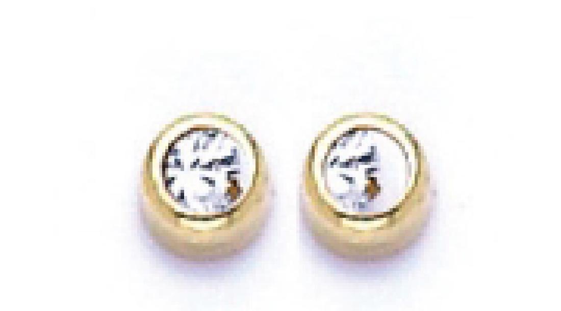14k Gold Stud Earrings Bizel White Zircon Size: 4 mm: 14k Gold Stud Earrings Bizel White Zircon Size: 4 mm **|**|** 14k Gold Stud Earrings Bizel White Zircon Size: 4 mm #IRS87204