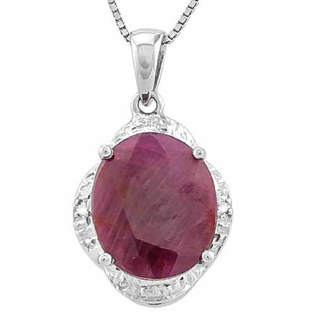 5 2/3 CARAT RUBY & DIAMOND 925 STERLING SILVER PENDANT: 5 2/3 CARAT RUBY & DIAMOND 925 STERLING SILVER PENDANT **|**|** 5 2/3 CARAT RUBY & DIAMOND 925 STERLING SILVER PENDANT #IRS74564