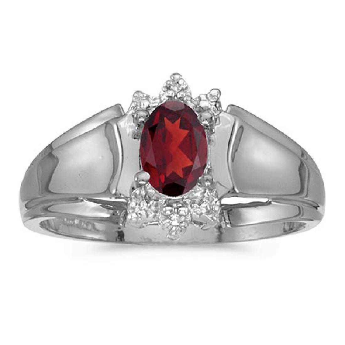 Certified 14k White Gold Oval Garnet And Diamond Ring 0: Certified 14k White Gold Oval Garnet And Diamond Ring 0.48 CTW **|**|** METAL PURITY: 14k ;METAL TYPE: White gold ;GEM TYPE: garnet ;MAIN STONE COLOR: Red ;MAIN STONE SHAPE Oval ;STONE CLARITY: ;STONE