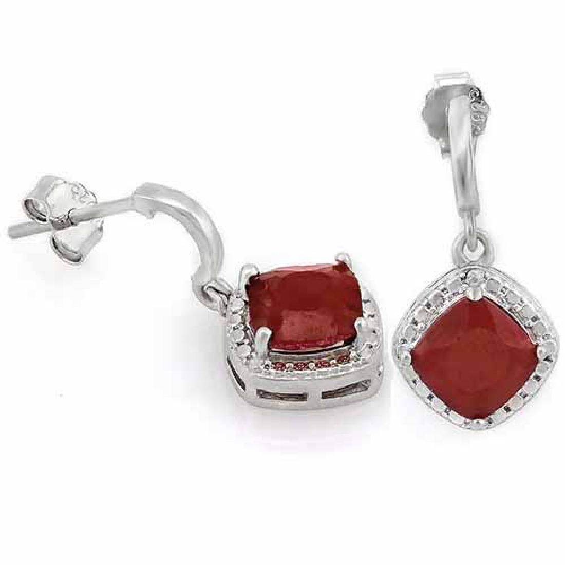 2 4/5 CARAT GENUINE RUBY & DIAMOND 925 STERLING SILVER: 2 4/5 CARAT GENUINE RUBY & DIAMOND 925 STERLING SILVER EARRINGS **|**|** 2 4/5 CARAT GENUINE RUBY & DIAMOND 925 STERLING SILVER EARRINGS #IRS74816