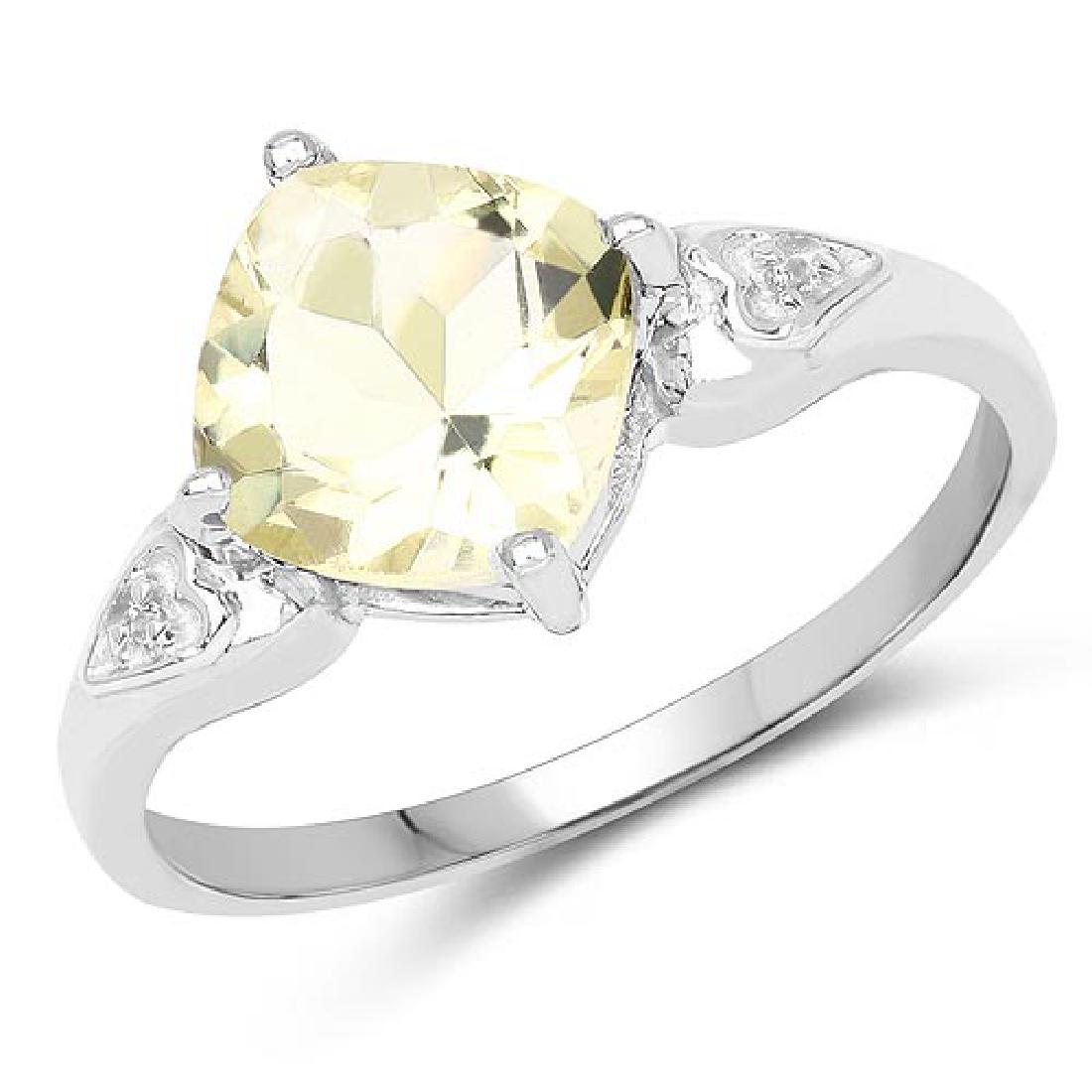1.81 Carat Genuine Lemon Quartz and White Topaz .925 St: 1.81 Carat Genuine Lemon Quartz and White Topaz .925 Sterling Silver Ring **|**|** 1.81 Carat Genuine Lemon Quartz and White Topaz .925 Sterling Silver Ring #IRS67332