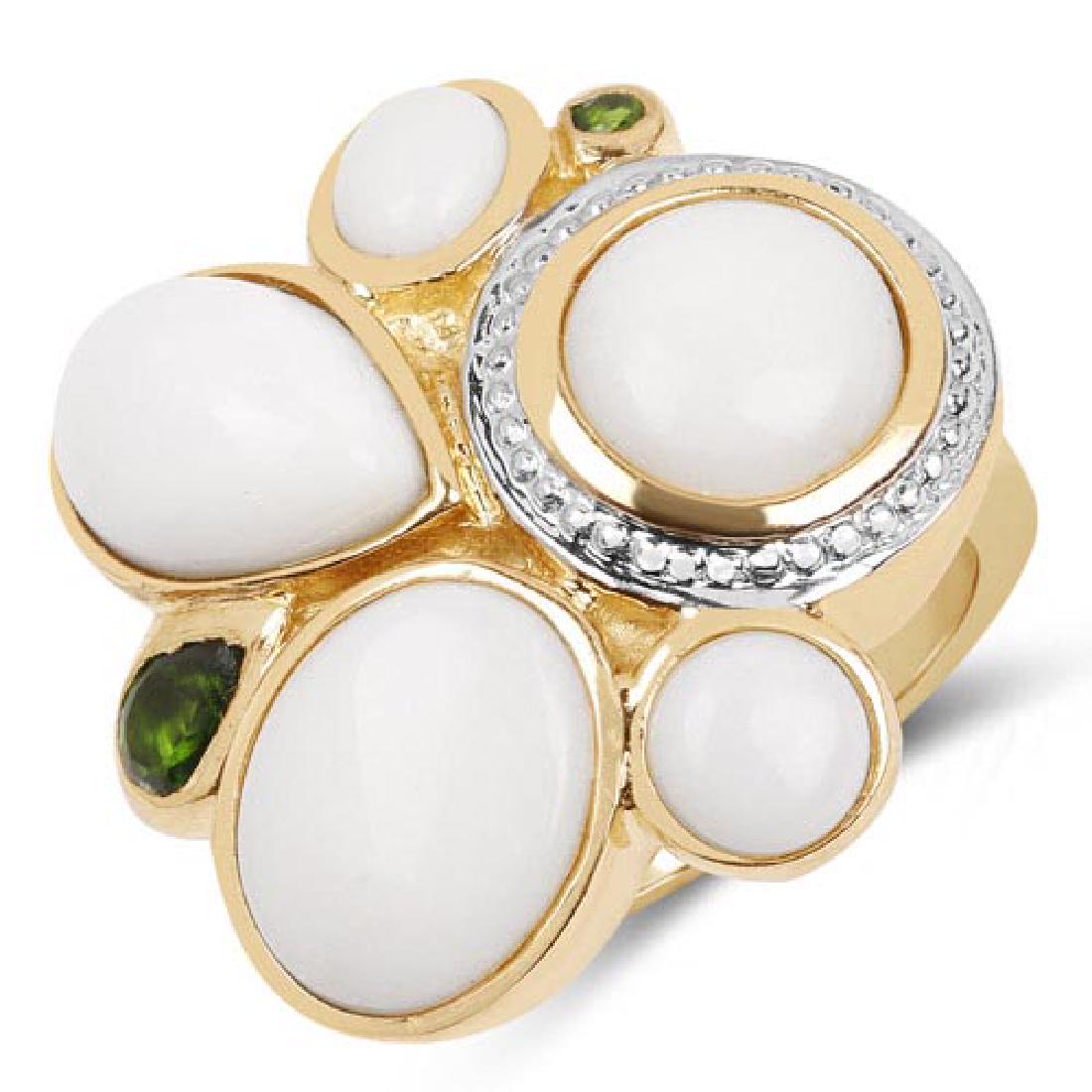 14K Yellow Gold Plated 5.01 Carat Genuine Opal and Chro: 14K Yellow Gold Plated 5.01 Carat Genuine Opal and Chrome Diopside .925 Sterling Silver Ring **|**|** 14K Yellow Gold Plated 5.01 Carat Genuine Opal and Chrome Diopside .925 Sterling Silver Ring #IRS6