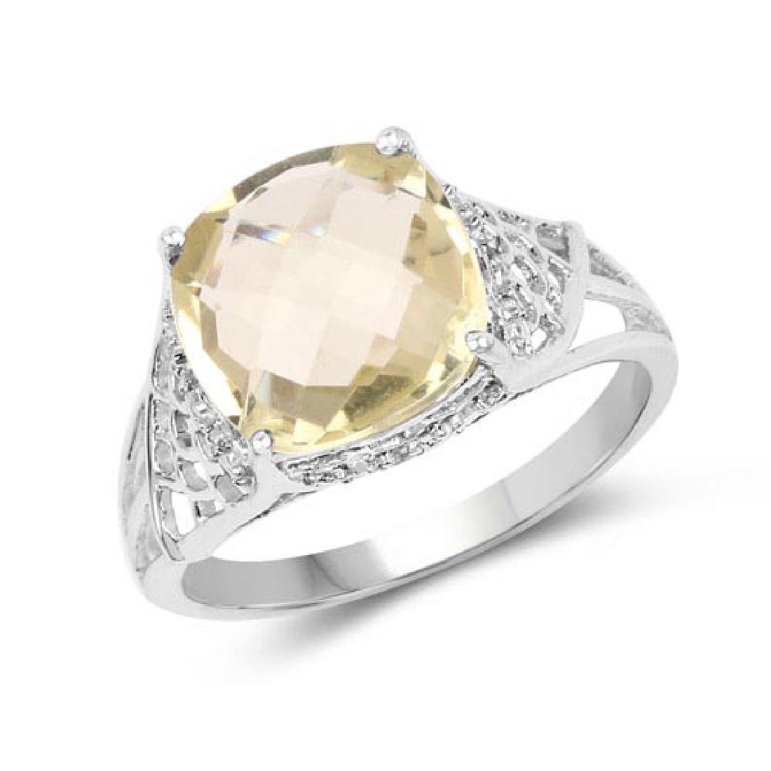 3.45 Carat Genuine Lemon Quartz and White Topaz .925 St: 3.45 Carat Genuine Lemon Quartz and White Topaz .925 Sterling Silver Ring **|**|** 3.45 Carat Genuine Lemon Quartz and White Topaz .925 Sterling Silver Ring #IRS67337