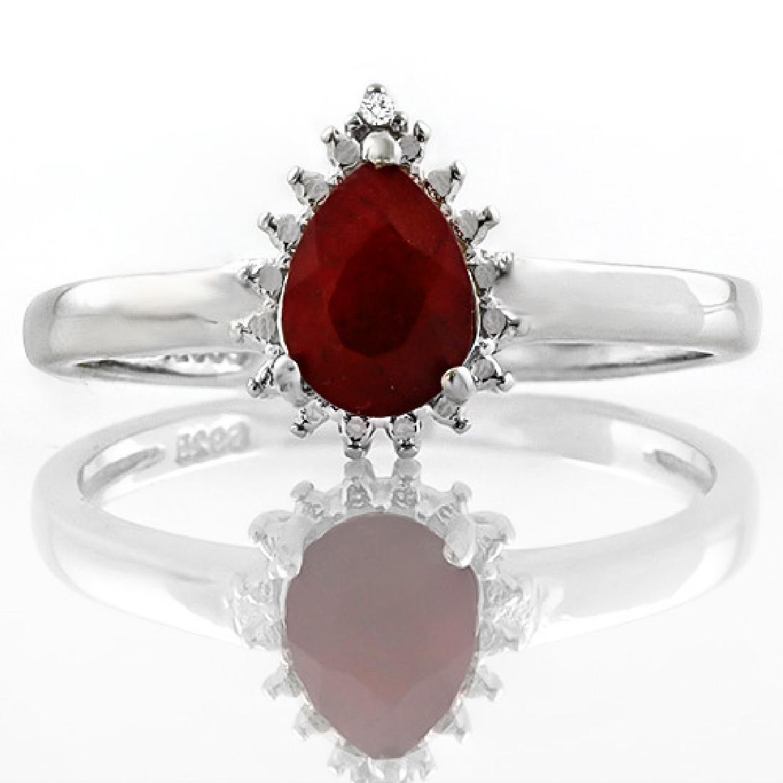 3/4 CARAT ENHANCED GENUINE RUBY & DIAMOND 925 STERLING: 3/4 CARAT ENHANCED GENUINE RUBY & DIAMOND 925 STERLING SILVER RING **|**|** 3/4 CARAT ENHANCED GENUINE RUBY & DIAMOND 925 STERLING SILVER RING #IRS74404