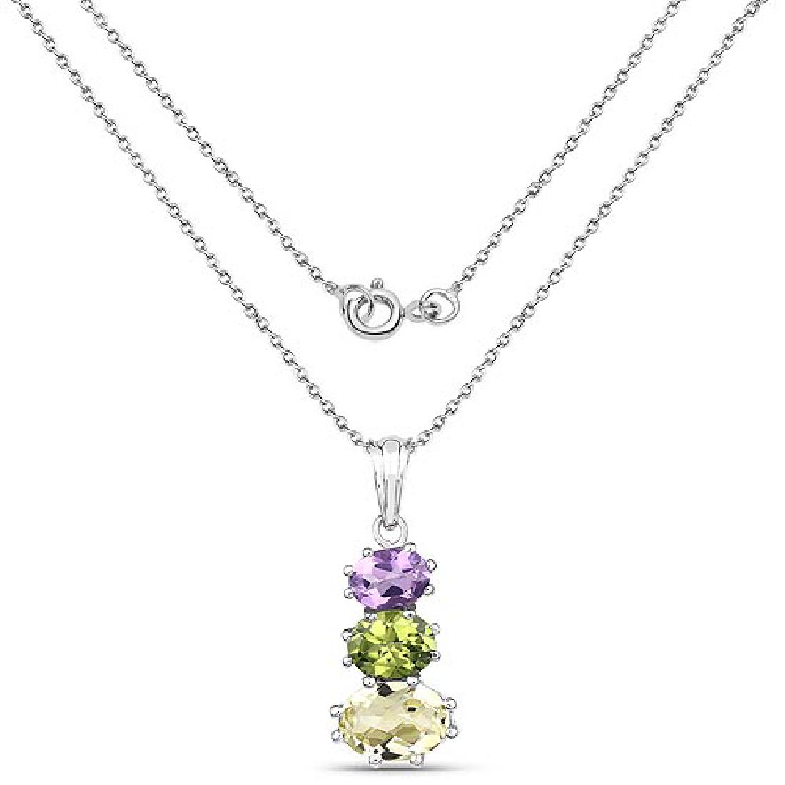 6.00 Carat Genuine Lemon Topaz Peridot and Amethyst .9: 6.00 Carat Genuine Lemon Topaz Peridot and Amethyst .925 Sterling Silver Pendant **|**|** 6.00 Carat Genuine Lemon Topaz Peridot and Amethyst .925 Sterling Silver Pendant #IRS67284
