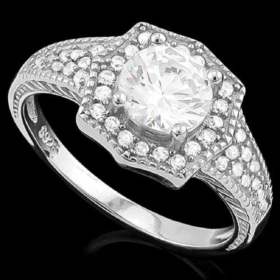 1 3/5 CARAT (41 PCS) FLAWLESS CREATED DIAMOND 925 STERL: 1 3/5 CARAT (41 PCS) FLAWLESS CREATED DIAMOND 925 STERLING SILVER HALO RING **|**|** 1 3/5 CARAT (41 PCS) FLAWLESS CREATED DIAMOND 925 STERLING SILVER HALO RING #IRS74693