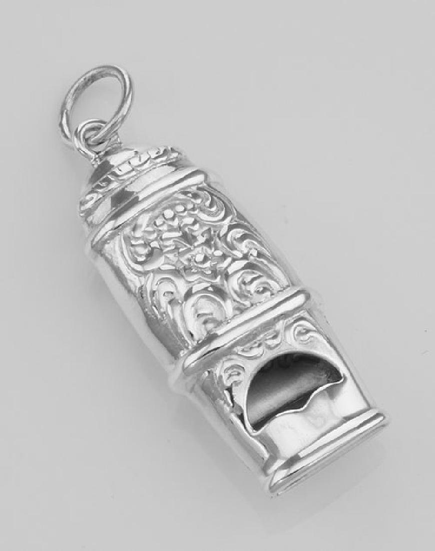 Antique Victorian Style Whistle Pendant - Sterling Silv: Antique Victorian Style Whistle Pendant - Sterling Silver **|**|** #J-151 Very Nice Antique Style Sterling Silver Whistle Pendant - There is a jump ring attached so that this whistle could be worn on 