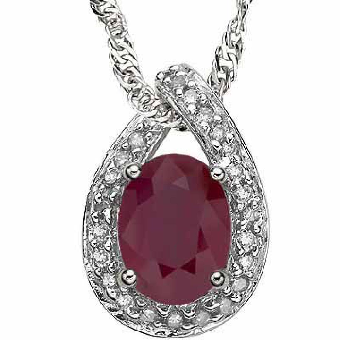 0.604 CARAT TW GENUINE RUBY & GENUINE DIAMOND PLATINUM: 0.604 CARAT TW GENUINE RUBY & GENUINE DIAMOND PLATINUM OVER 0.925 STERLING SILVER PENDANT **|**|** 0.604 CARAT TW GENUINE RUBY & GENUINE DIAMOND PLATINUM OVER 0.925 STERLING SILVER PENDANT #IRS74559