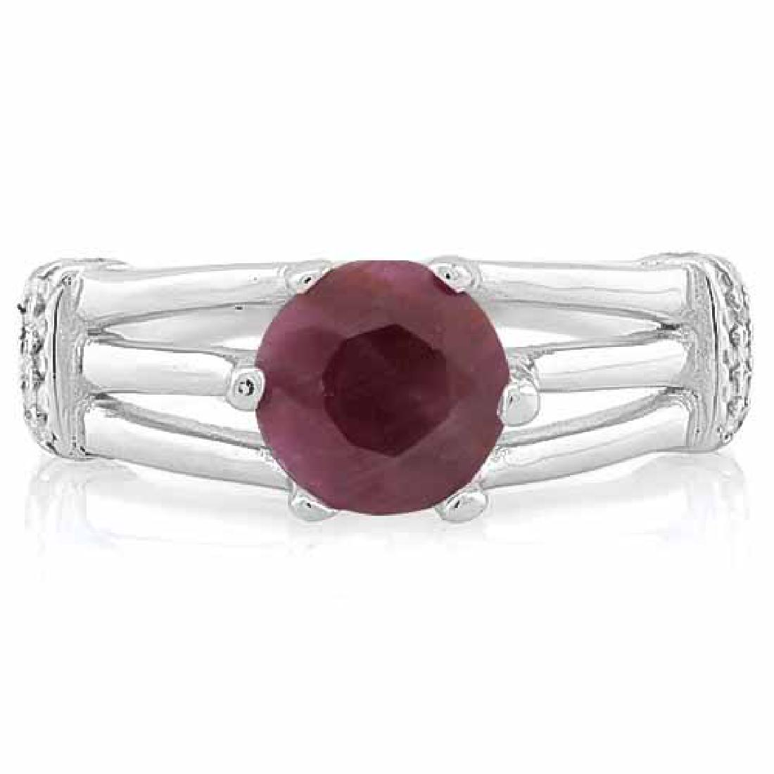 1 3/5 CARAT RUBY & (20 PCS) FLAWLESS CREATED DIAMOND 92: 1 3/5 CARAT RUBY & (20 PCS) FLAWLESS CREATED DIAMOND 925 STERLING SILVER RING **|**|** 1 3/5 CARAT RUBY & (20 PCS) FLAWLESS CREATED DIAMOND 925 STERLING SILVER RING #IRS74460
