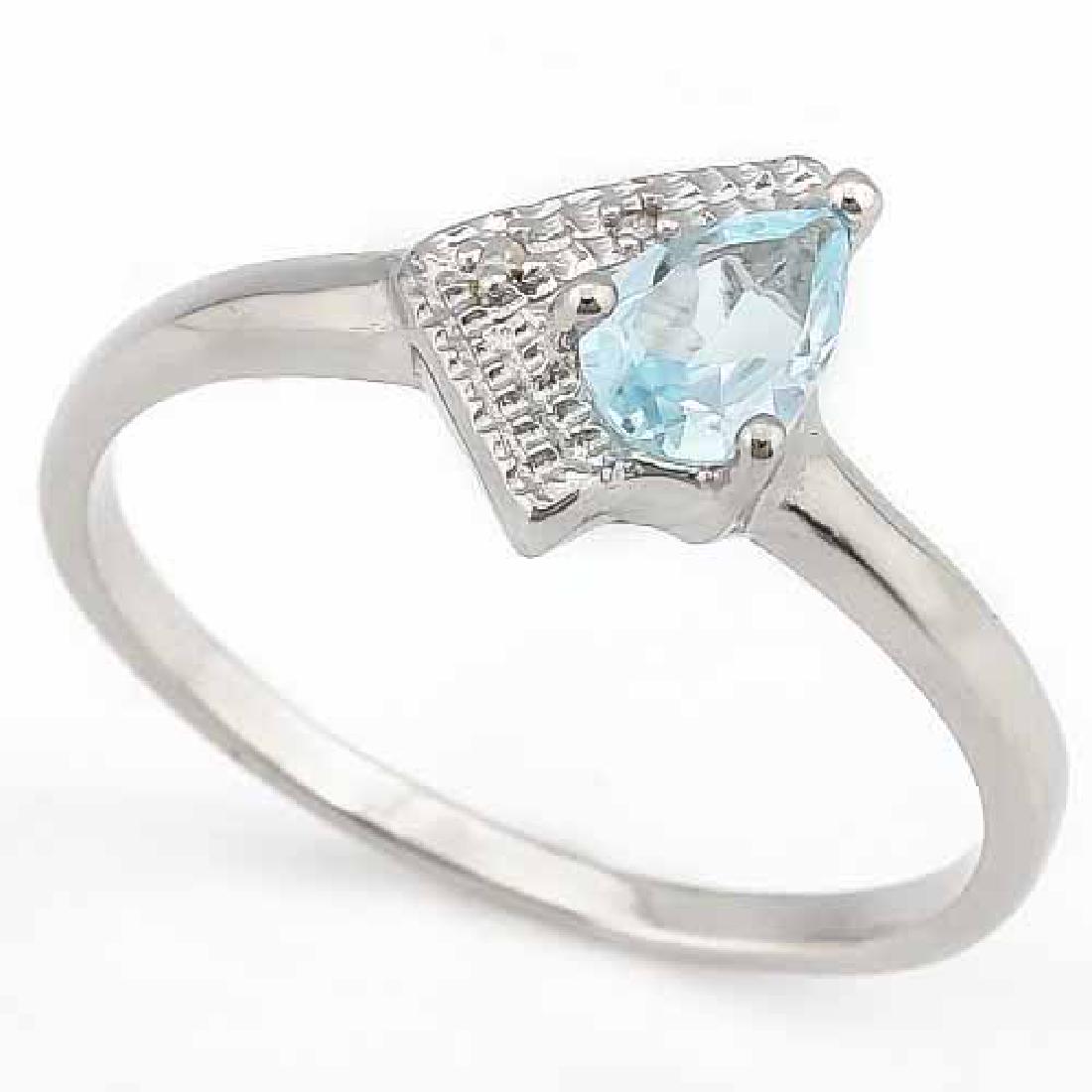 1/3 CARAT AQUAMARINE & DIAMOND 925 STERLING SILVER RING: 1/3 CARAT AQUAMARINE & DIAMOND 925 STERLING SILVER RING **|**|** 1/3 CARAT AQUAMARINE & DIAMOND 925 STERLING SILVER RING #IRS74433