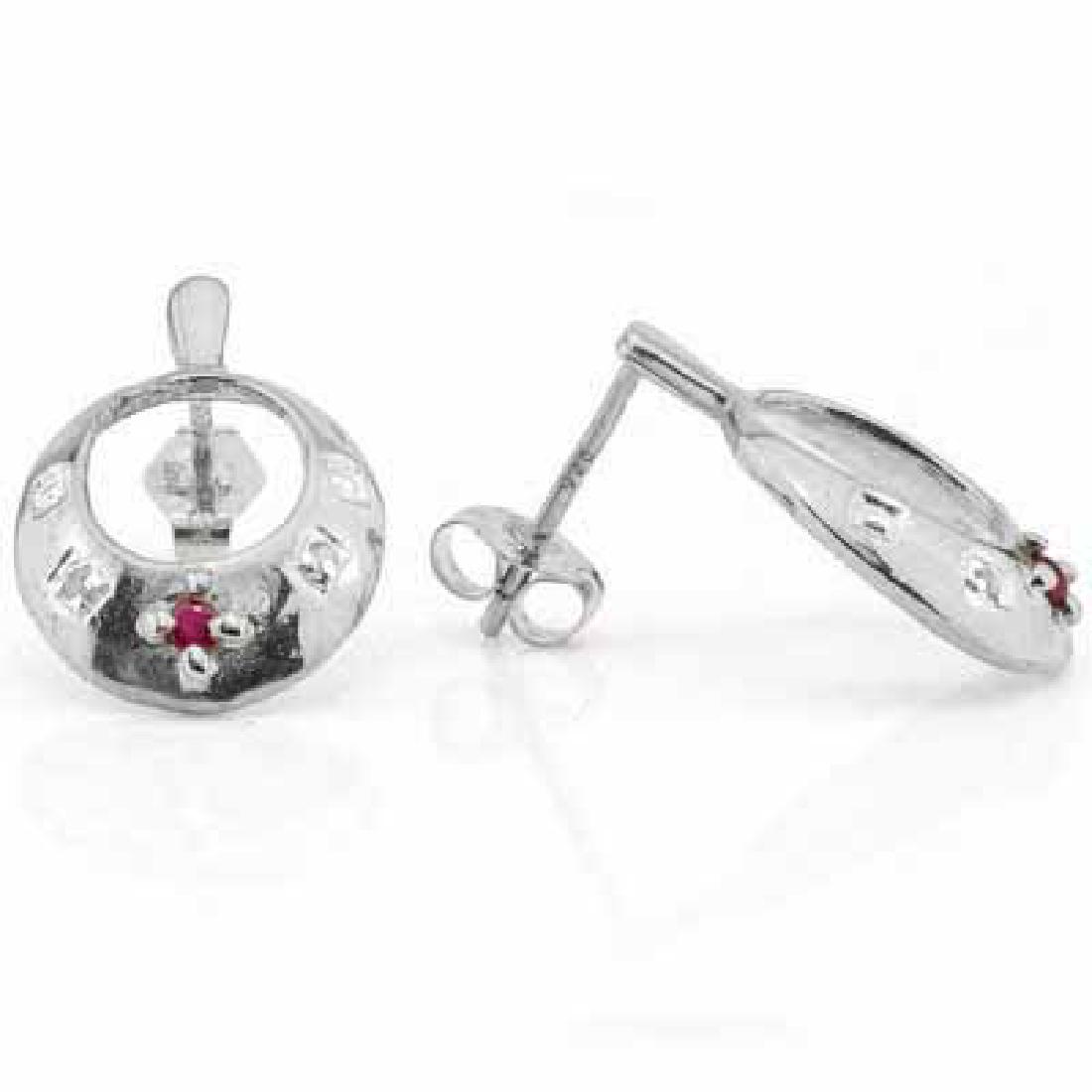 0.14 CARAT TW AFRICAN RUBY & GENUINE DIAMOND PLATINUM O: 0.14 CARAT TW AFRICAN RUBY & GENUINE DIAMOND PLATINUM OVER 0.925 STERLING SILVER EARRINGS **|**|** 0.14 CARAT TW AFRICAN RUBY & GENUINE DIAMOND PLATINUM OVER 0.925 STERLING SILVER EARRINGS #IRS75273