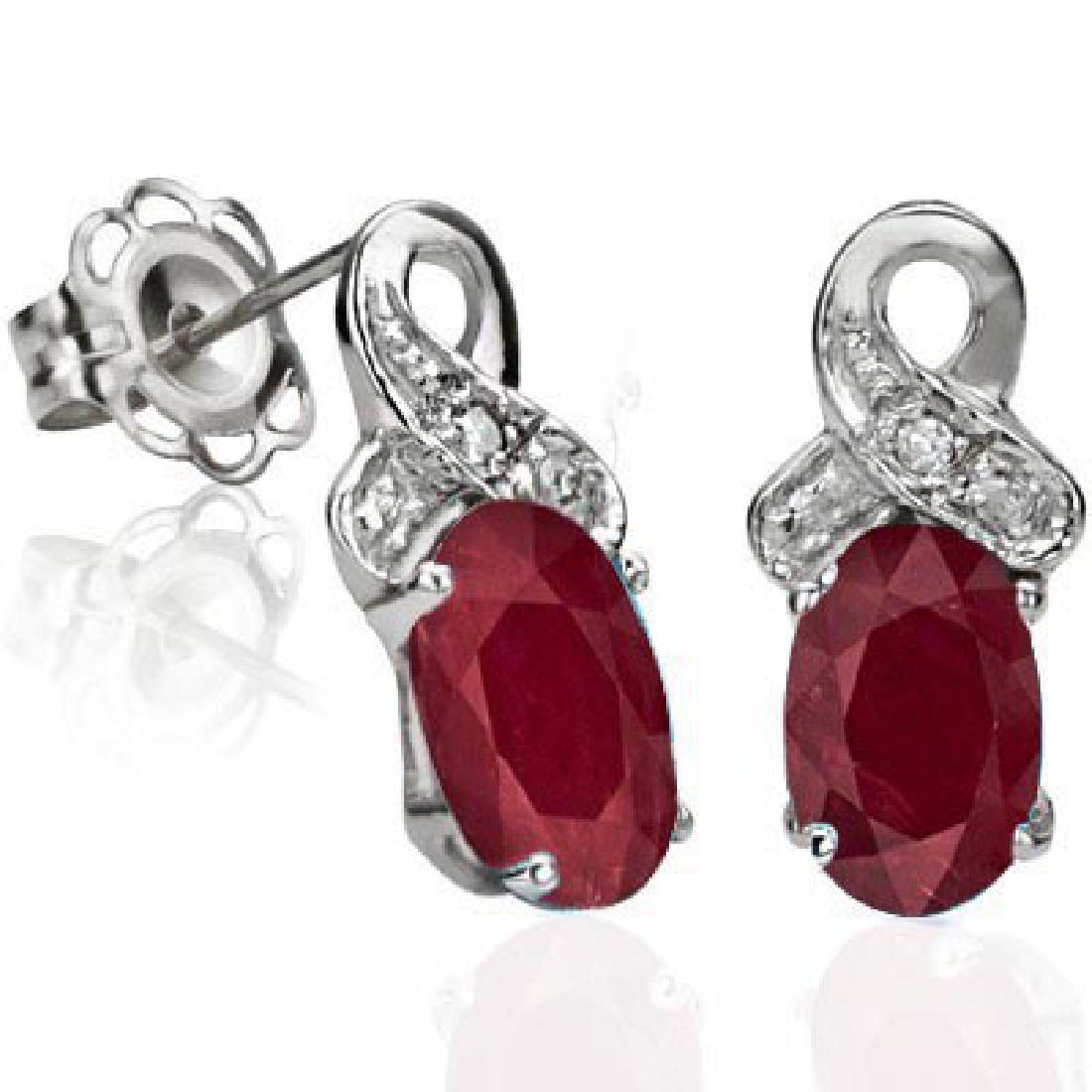 1.26 CARAT TW GENUINE RUBY & GENUINE DIAMOND PLATINUM O: 1.26 CARAT TW GENUINE RUBY & GENUINE DIAMOND PLATINUM OVER 0.925 STERLING SILVER EARRINGS **|**|** 1.26 CARAT TW GENUINE RUBY & GENUINE DIAMOND PLATINUM OVER 0.925 STERLING SILVER EARRINGS #IRS88327
