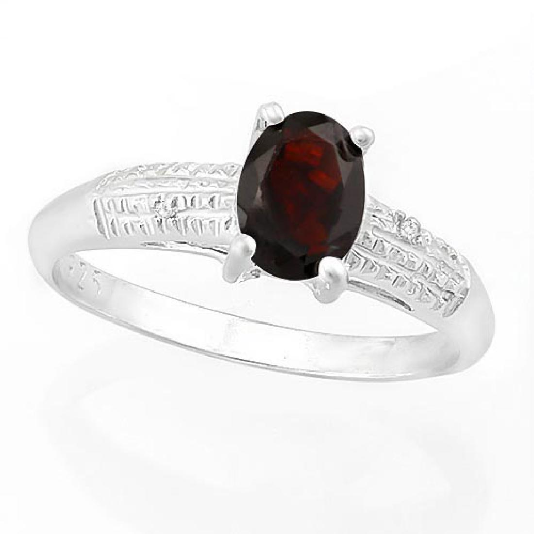 4/5 CARAT GARNET & DIAMOND 925 STERLING SILVER RING: 4/5 CARAT GARNET & DIAMOND 925 STERLING SILVER RING **|**|** 4/5 CARAT GARNET & DIAMOND 925 STERLING SILVER RING #IRS88399