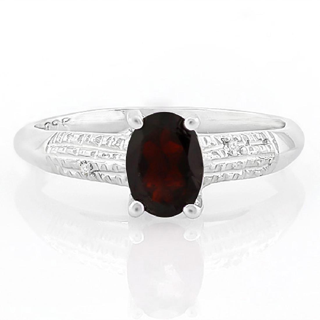 4/5 CARAT GARNET & DIAMOND 925 STERLING SILVER RING: 4/5 CARAT GARNET & DIAMOND 925 STERLING SILVER RING **|**|** 4/5 CARAT GARNET & DIAMOND 925 STERLING SILVER RING #IRS74276