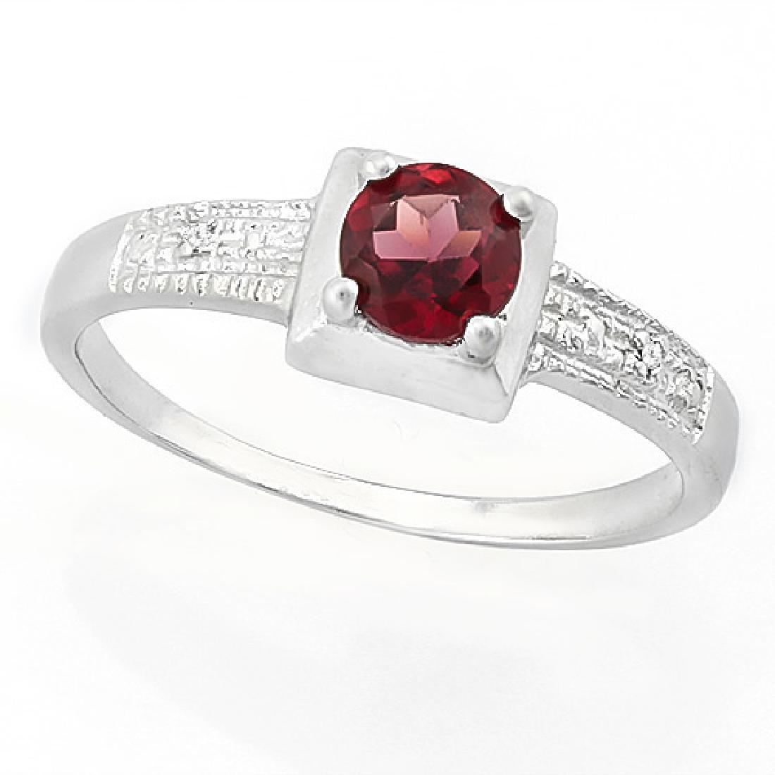 3/5 CARAT GARNET & DIAMOND 925 STERLING SILVER RING: 3/5 CARAT GARNET & DIAMOND 925 STERLING SILVER RING **|**|** 3/5 CARAT GARNET & DIAMOND 925 STERLING SILVER RING #IRS74318