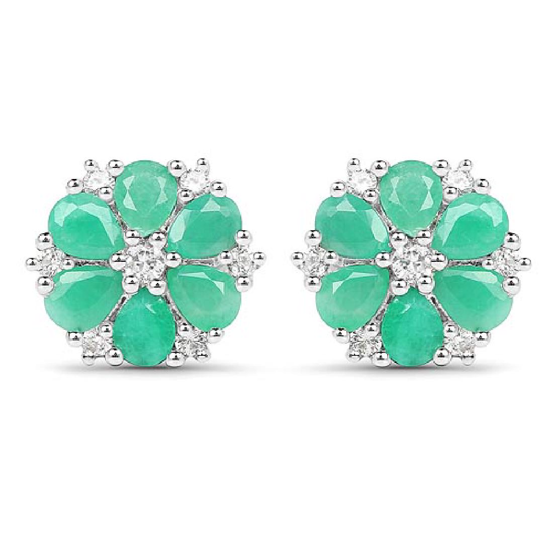 2.02 Carat Genuine Emerald and White Zircon .925 Sterli: 2.02 Carat Genuine Emerald and White Zircon .925 Sterling Silver Earrings **|**|** 2.02 Carat Genuine Emerald and White Zircon .925 Sterling Silver Earrings #IRS67218