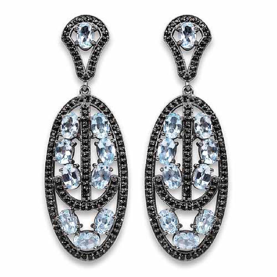 13.80 Carat Genuine Blue Topaz and Black Spinel .925 St: 13.80 Carat Genuine Blue Topaz and Black Spinel .925 Sterling Silver Earrings **|**|** 13.80 Carat Genuine Blue Topaz and Black Spinel .925 Sterling Silver Earrings #IRS75784