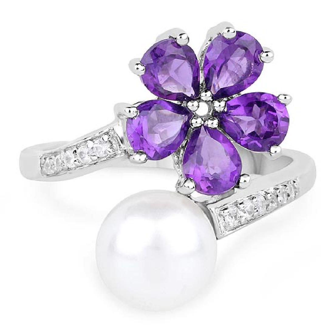 4.69 Carat Genuine Pearl Amethyst and White Zircon .92: 4.69 Carat Genuine Pearl Amethyst and White Zircon .925 Sterling Silver Ring **|**|** 4.69 Carat Genuine Pearl Amethyst and White Zircon .925 Sterling Silver Ring #IRS67382