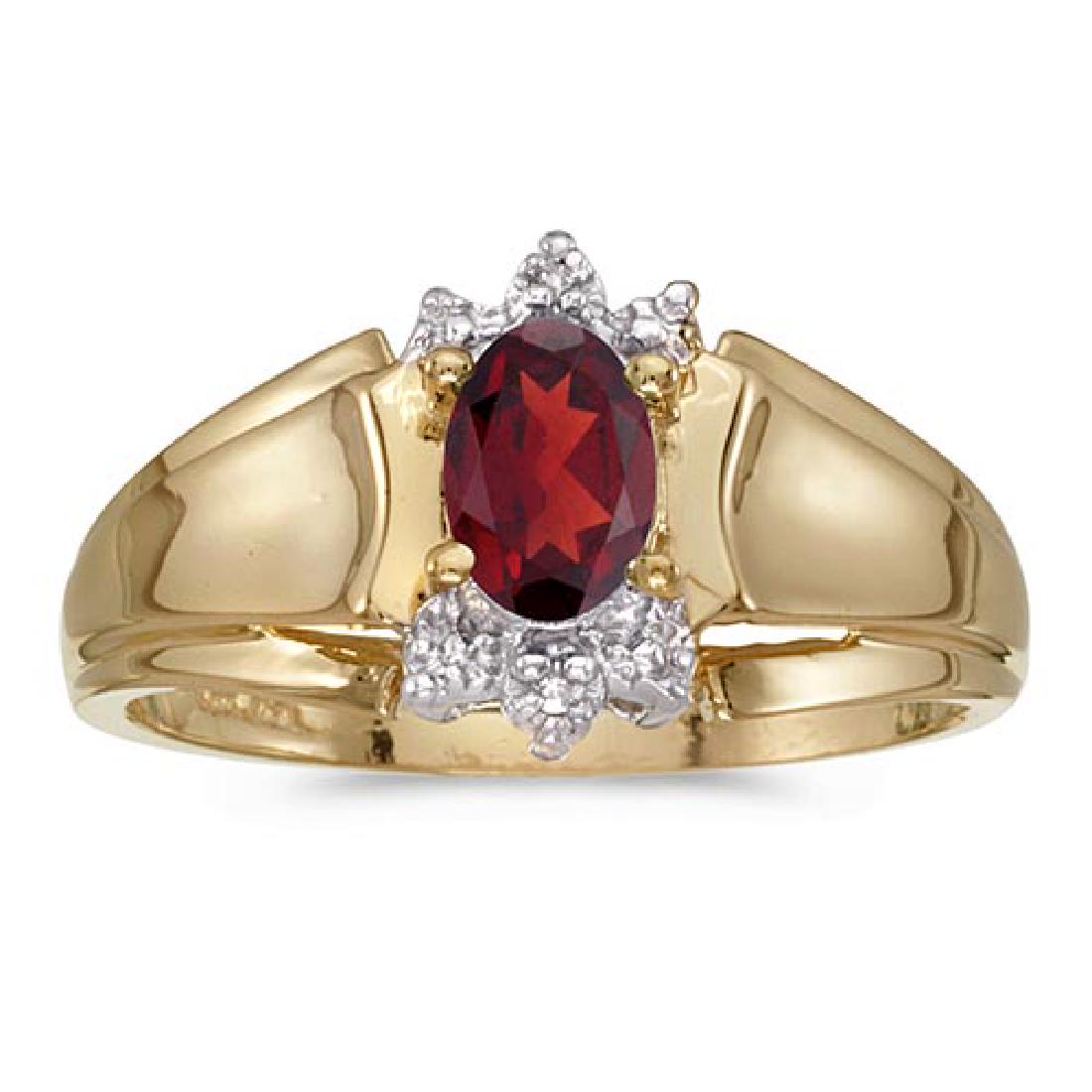 Certified 14k Yellow Gold Oval Garnet And Diamond Ring: Certified 14k Yellow Gold Oval Garnet And Diamond Ring 0.48 CTW **|**|** METAL PURITY: 14k ;METAL TYPE: Yellow gold ;GEM TYPE: garnet ;MAIN STONE COLOR: Red ;MAIN STONE SHAPE Oval ;STONE CLARITY: ;STO