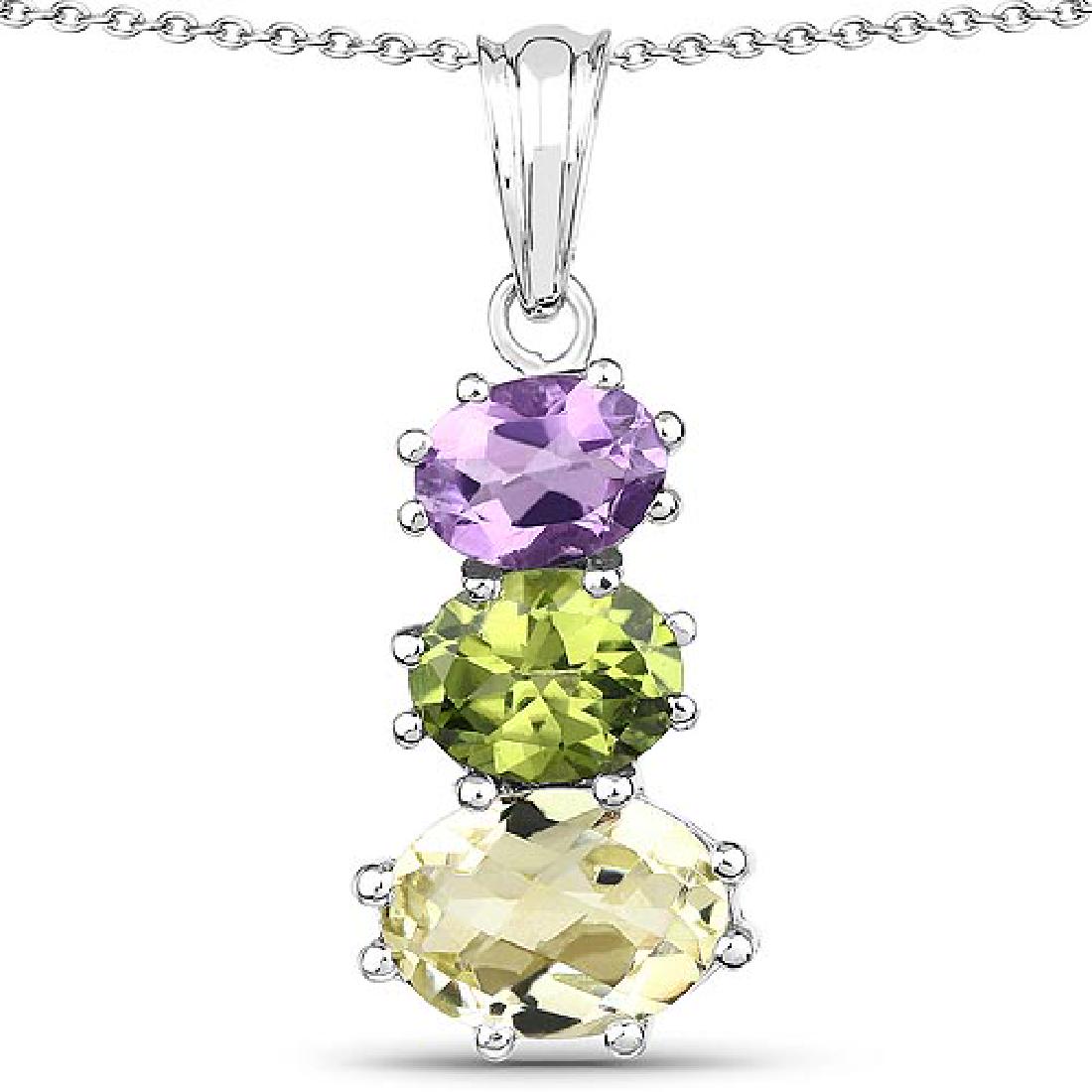 6.00 Carat Genuine Lemon Topaz Peridot and Amethyst .92: 6.00 Carat Genuine Lemon Topaz Peridot and Amethyst .925 Sterling Silver Pendant **|**|** 6.00 Carat Genuine Lemon Topaz Peridot and Amethyst .925 Sterling Silver Pendant #IRS84810