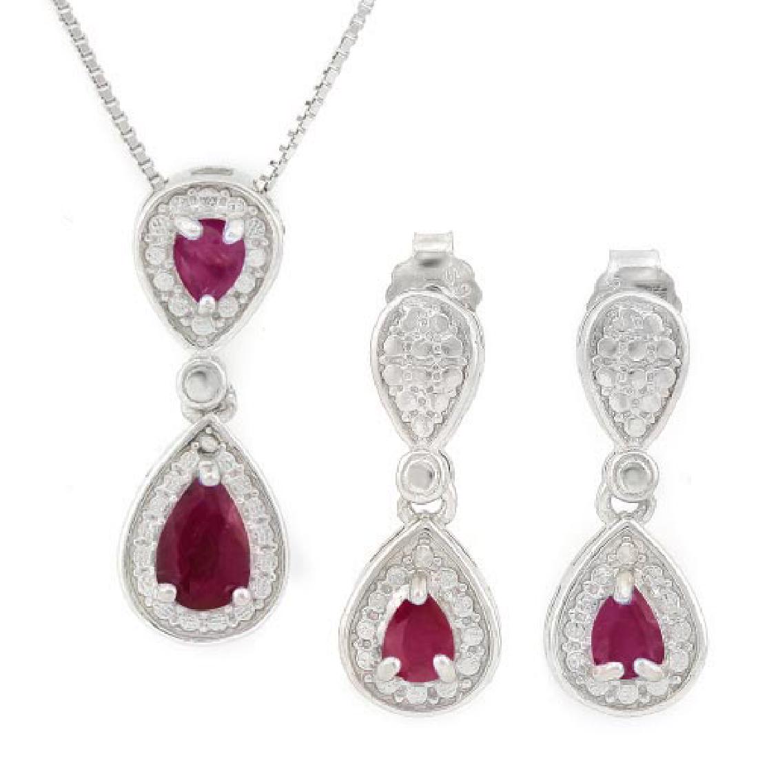 1 CARAT RUBY 925 STERLING SILVER SET ( No chain comes w: 1 CARAT RUBY 925 STERLING SILVER SET ( No chain comes with this set) **|**|** 1 CARAT RUBY 925 STERLING SILVER SET ( No chain comes with this set) #IRS88984