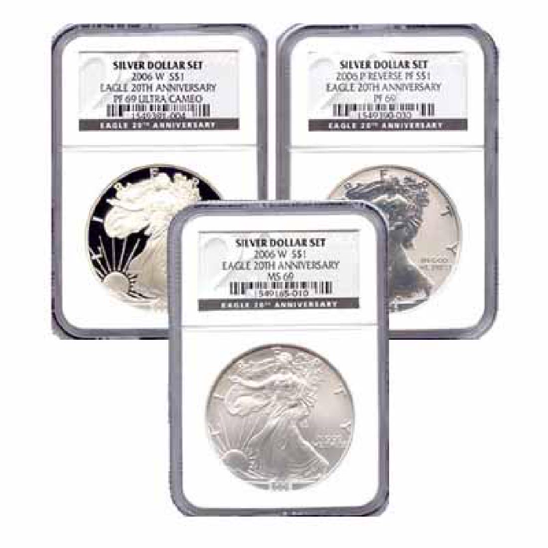 Certified 2006 20th Anniversary 3pc Silver Set MS & PF6: Certified 2006 20th Anniversary 3pc Silver Set MS & PF69 **|**|** Certified 2006 20th Anniversary 3pc Silver Set MS & PF69 #IRS79189