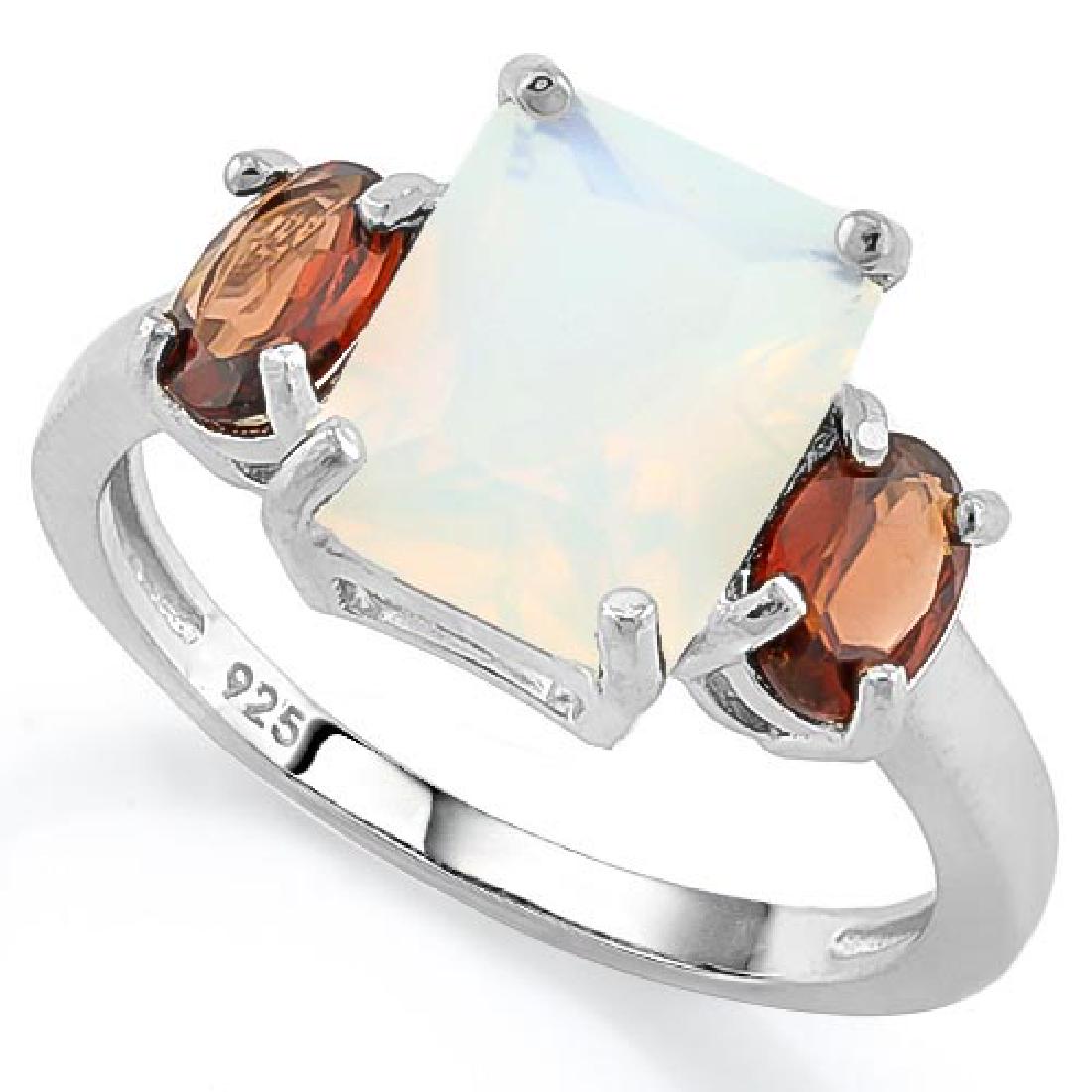 1 CARAT CREATED FIRE OPAL & 1 CARAT GARNET 925 STERLING: 1 CARAT CREATED FIRE OPAL & 1 CARAT GARNET 925 STERLING SILVER RING **|**|** 1 CARAT CREATED FIRE OPAL & 1 CARAT GARNET 925 STERLING SILVER RING #IRS39464