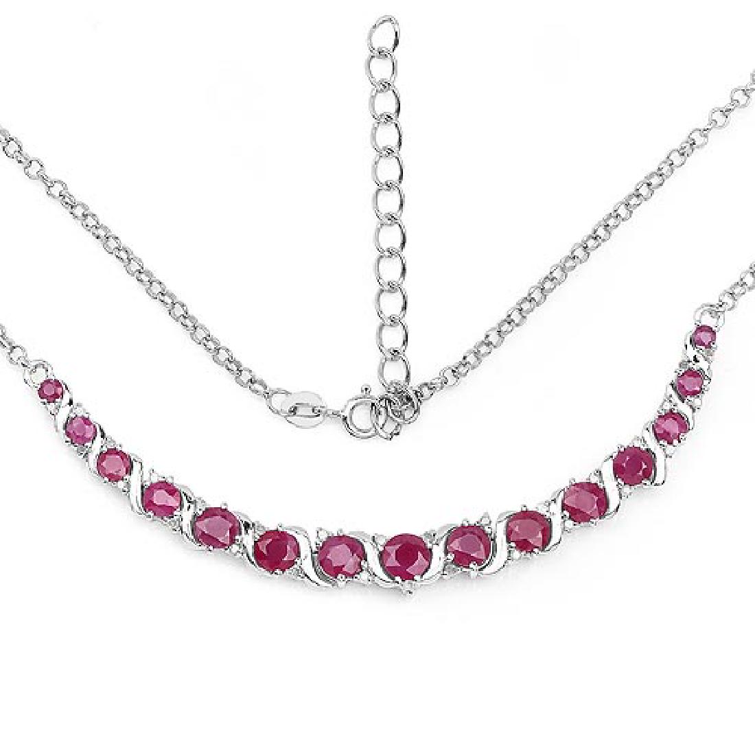 5.09 Carat Genuine Ruby and White Diamond .925 Sterling: 5.09 Carat Genuine Ruby and White Diamond .925 Sterling Silver Necklace **|**|** 5.09 Carat Genuine Ruby and White Diamond .925 Sterling Silver Necklace #IRS85021