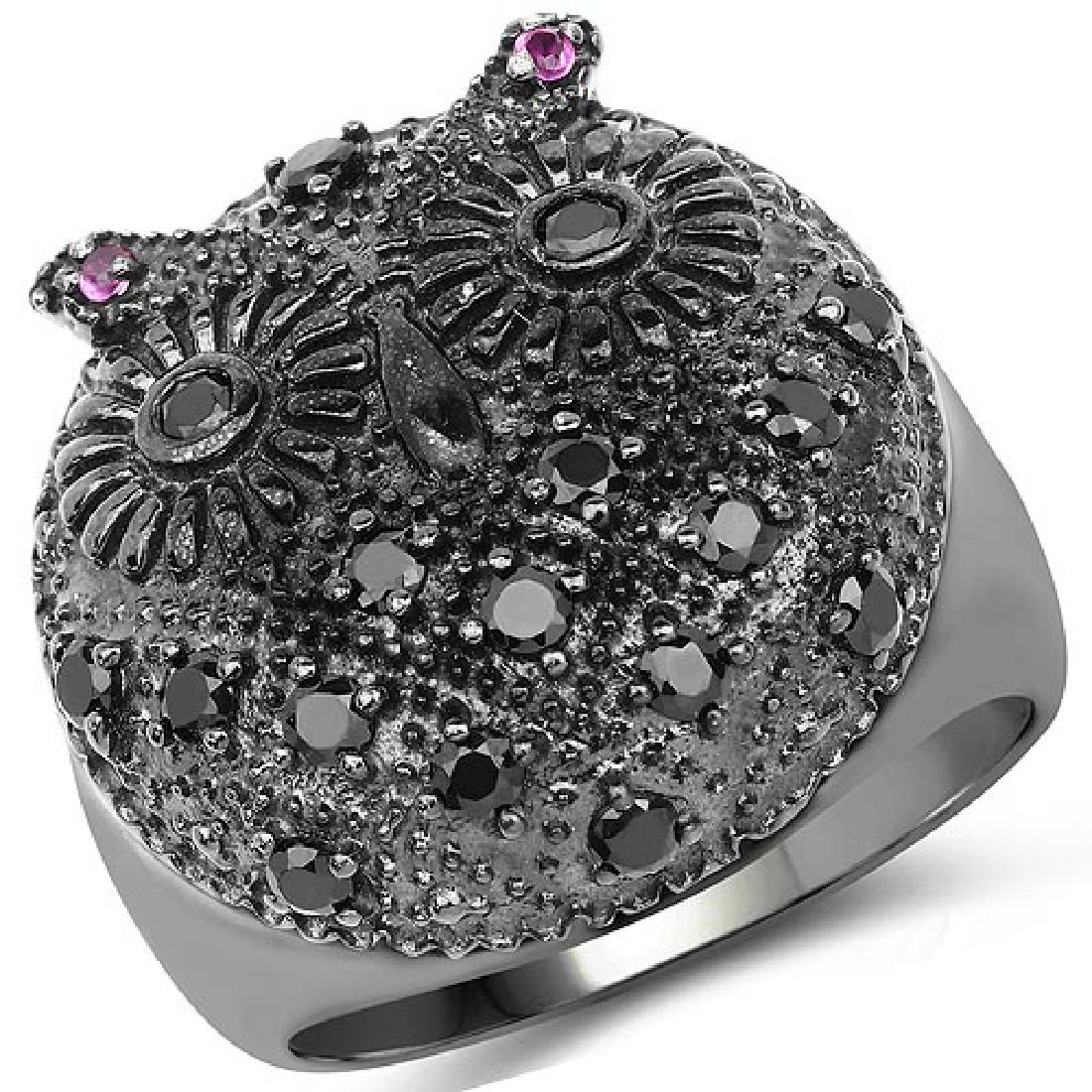 0.72 Carat Black Spinel and Created Ruby .925 Sterling: 0.72 Carat Black Spinel and Created Ruby .925 Sterling Silver Ring **|**|** 0.72 Carat Black Spinel and Created Ruby .925 Sterling Silver Ring #IRS85080