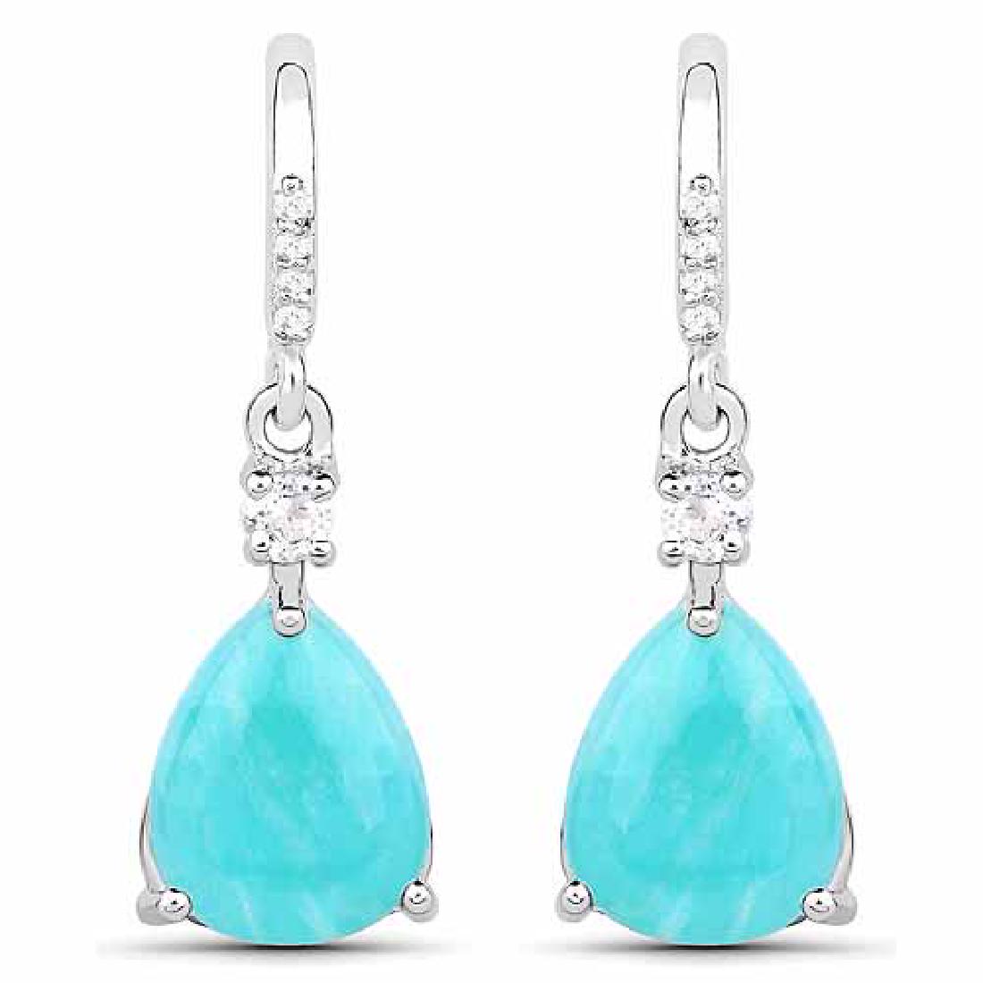 3.78 Carat Genuine Amazonite and White Topaz .925 Sterl: 3.78 Carat Genuine Amazonite and White Topaz .925 Sterling Silver Earrings **|**|** 3.78 Carat Genuine Amazonite and White Topaz .925 Sterling Silver Earrings #IRS76228