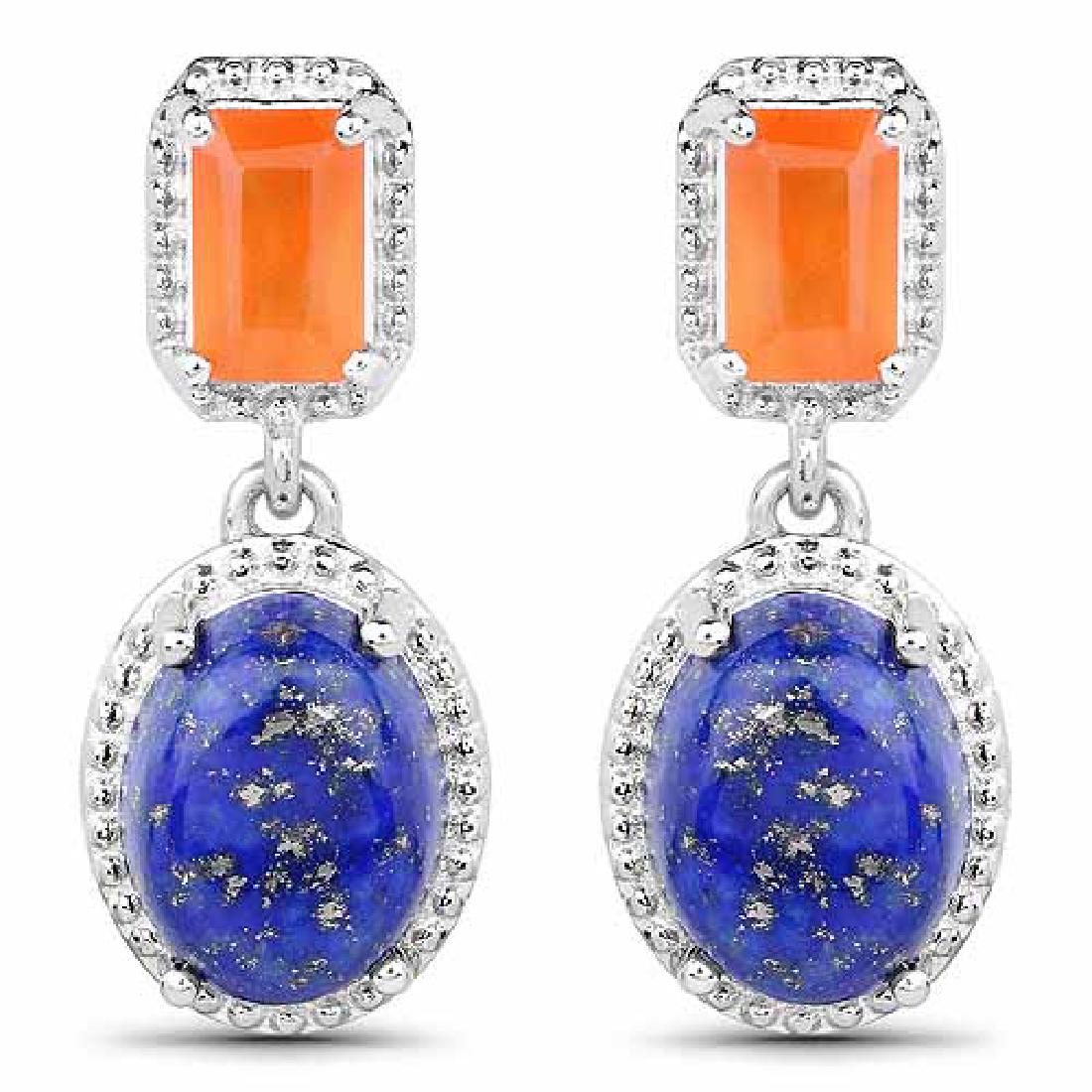 5.22 Carat Genuine Carnelian and Lapis .925 Sterling Si: 5.22 Carat Genuine Carnelian and Lapis .925 Sterling Silver Earrings **|**|** 5.22 Carat Genuine Carnelian and Lapis .925 Sterling Silver Earrings #IRS75771