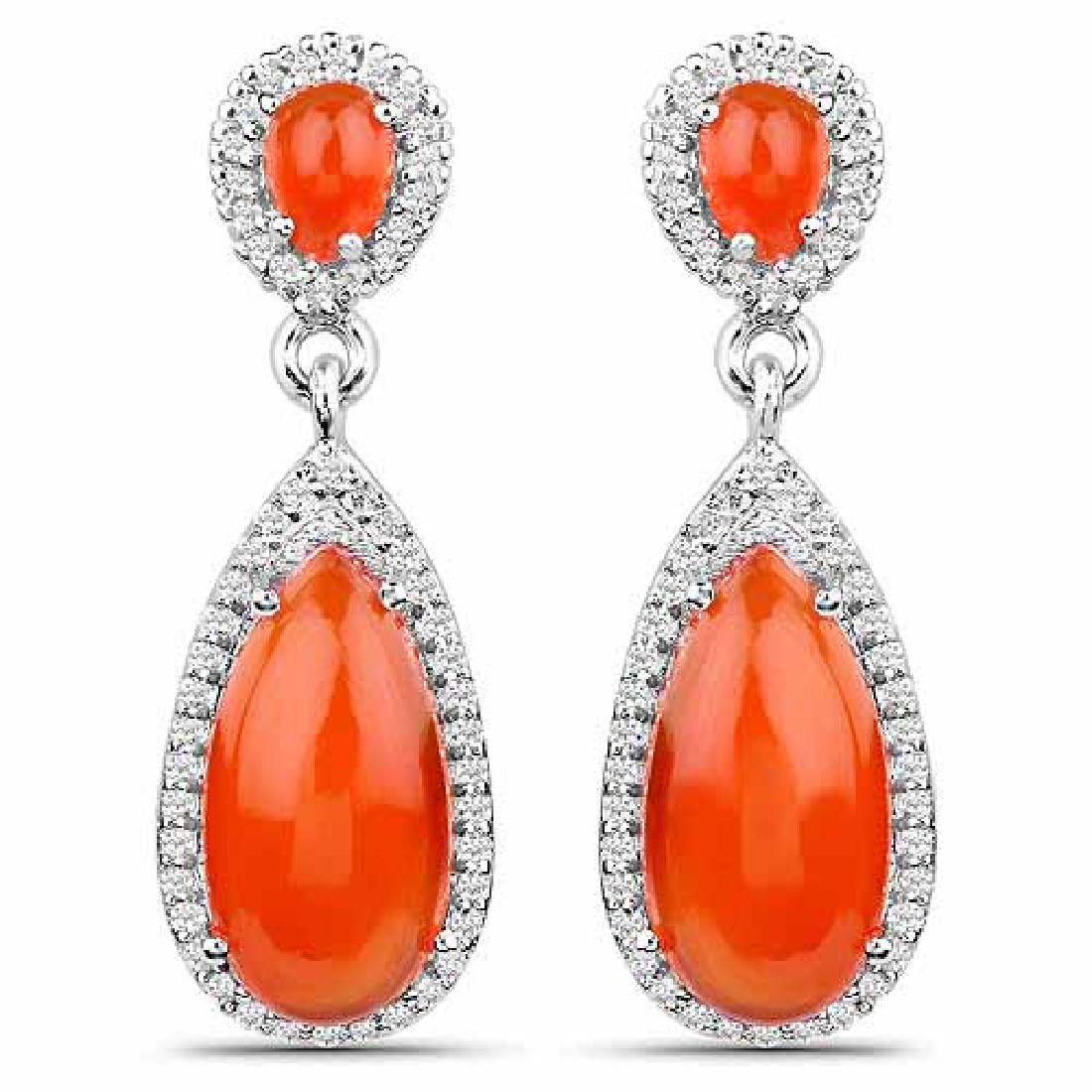 7.88 Carat Genuine Carnelian and White Topaz .925 Sterl: 7.88 Carat Genuine Carnelian and White Topaz .925 Sterling Silver Earrings **|**|** 7.88 Carat Genuine Carnelian and White Topaz .925 Sterling Silver Earrings #IRS75770