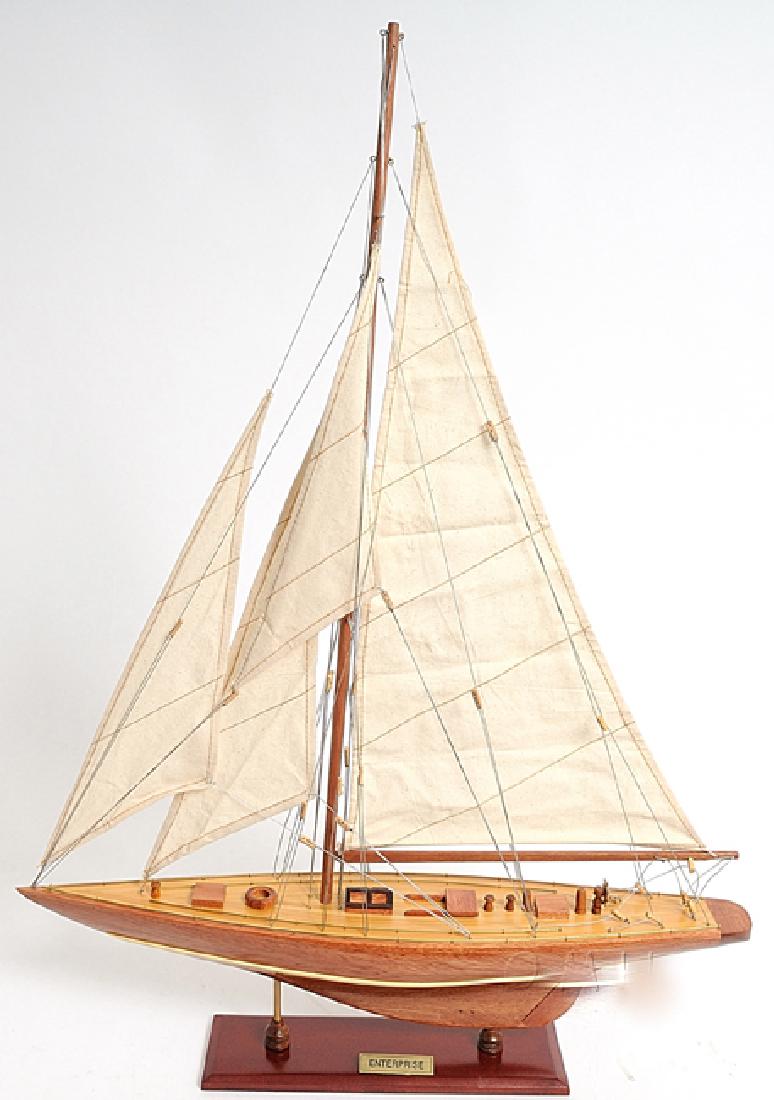 HAND MADE WOODEN Enterprises Sm W/COA: HAND MADE WOODEN Enterprises Sm W/COA **|**|** Dimensions: 60L x 11W x 85H (cm) description; Our Enterprise Yacht model is scratched built plank on frame by skillful and creative master craftsmen. Str