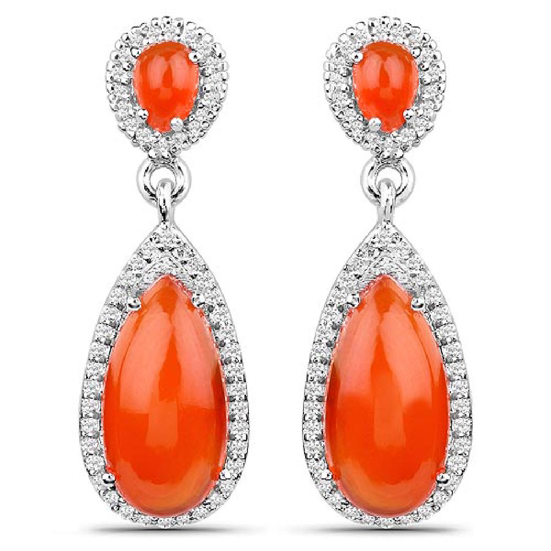7.88 Carat Genuine Carnelian and White Topaz .925 Sterl: 7.88 Carat Genuine Carnelian and White Topaz .925 Sterling Silver Earrings **|**|** 7.88 Carat Genuine Carnelian and White Topaz .925 Sterling Silver Earrings #IRS99592