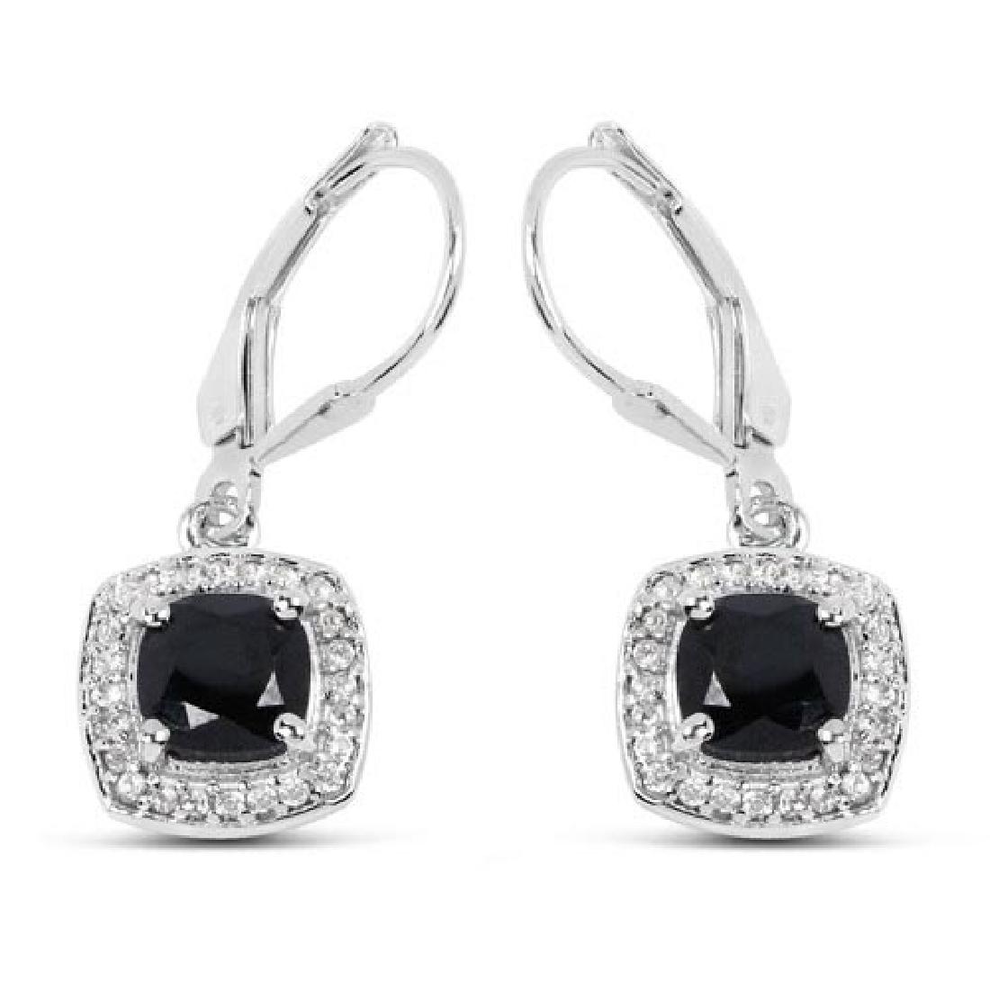 2.44 Carat Genuine Black Spinel and White Topaz .925 St: 2.44 Carat Genuine Black Spinel and White Topaz .925 Sterling Silver Earrings **|**|** 2.44 Carat Genuine Black Spinel and White Topaz .925 Sterling Silver Earrings #IRS99511