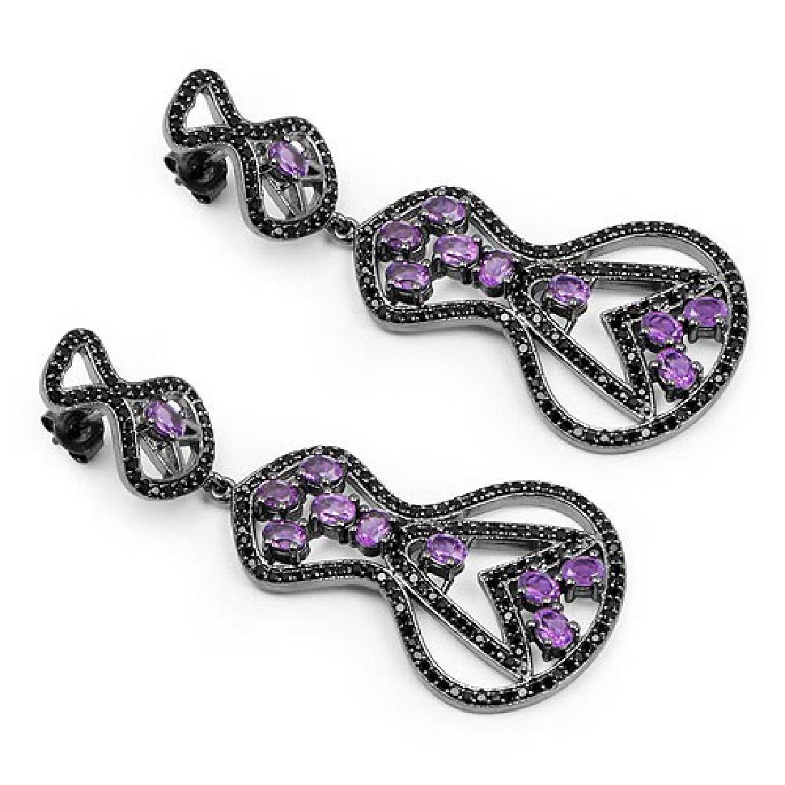 5.30 Carat Genuine Amethyst and Black Spinel .925 Sterl: 5.30 Carat Genuine Amethyst and Black Spinel .925 Sterling Silver Earrings **|**|** 5.30 Carat Genuine Amethyst and Black Spinel .925 Sterling Silver Earrings #IRS99490