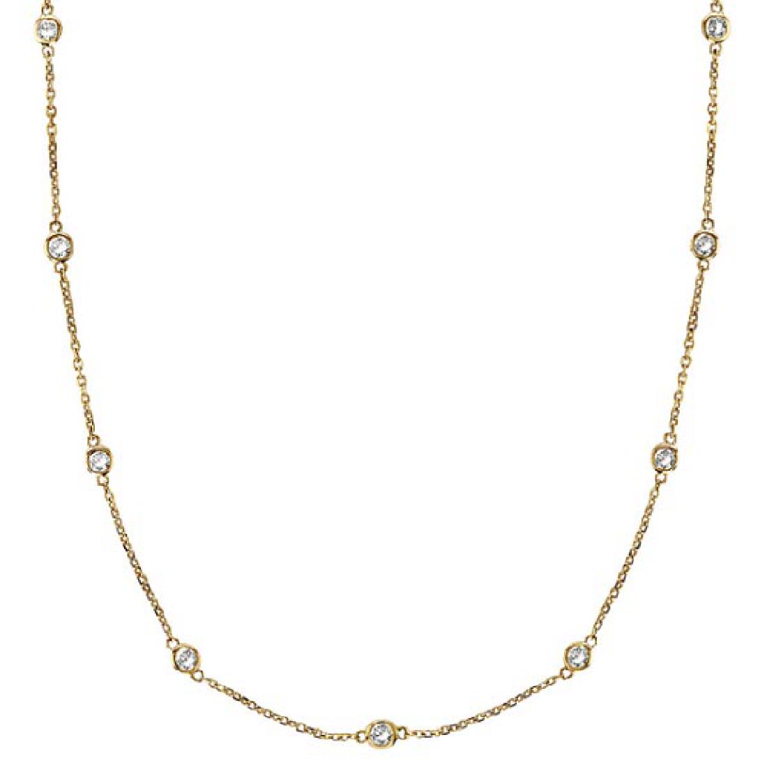 Diamonds by The Yard Bezel-Set Necklace in 14k Yellow G: Diamonds by The Yard Bezel-Set Necklace in 14k Yellow Gold (0.33 ctw) **|**|** CENTER STONE; Diamond CENTER STONE CLARITY; SI CENTER STONE COLOR; G-h CENTER STONE SETTING; Bezel SIDE STONE CLARITY; SI