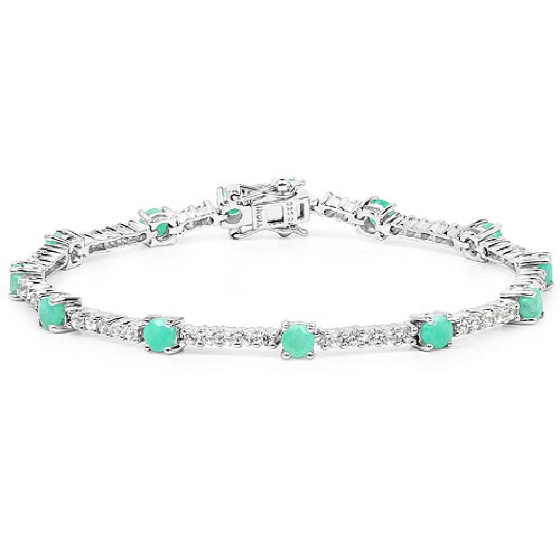 5.69 Carat Genuine Emerald and White Zircon .925 Sterli: 5.69 Carat Genuine Emerald and White Zircon .925 Sterling Silver Bracelet **|**|** 5.69 Carat Genuine Emerald and White Zircon .925 Sterling Silver Bracelet #IRS84961