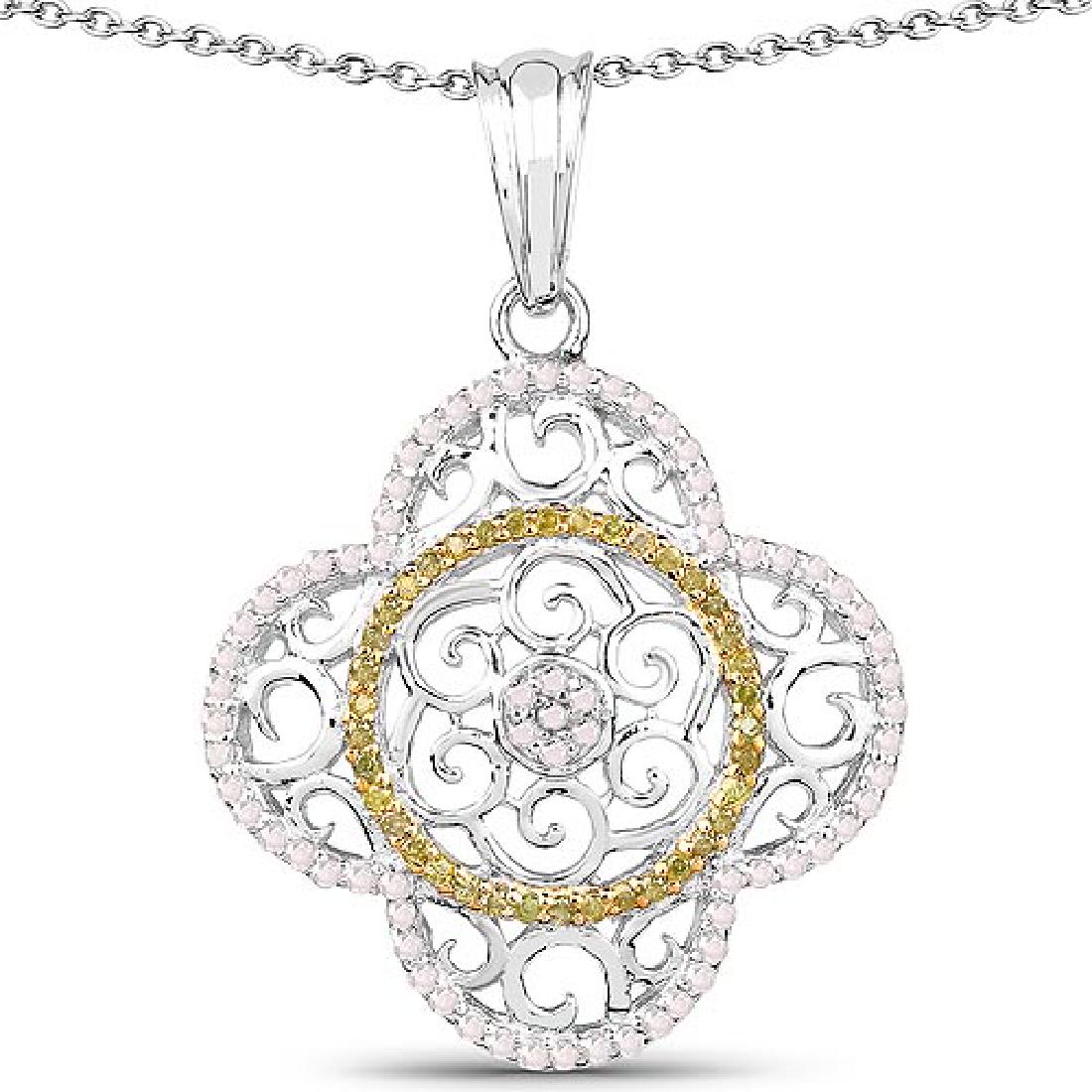 0.57 Carat Genuine White Diamond and Yellow Diamond .92: 0.57 Carat Genuine White Diamond and Yellow Diamond .925 Sterling Silver Pendant **|**|** 0.57 Carat Genuine White Diamond and Yellow Diamond .925 Sterling Silver Pendant #IRS84786