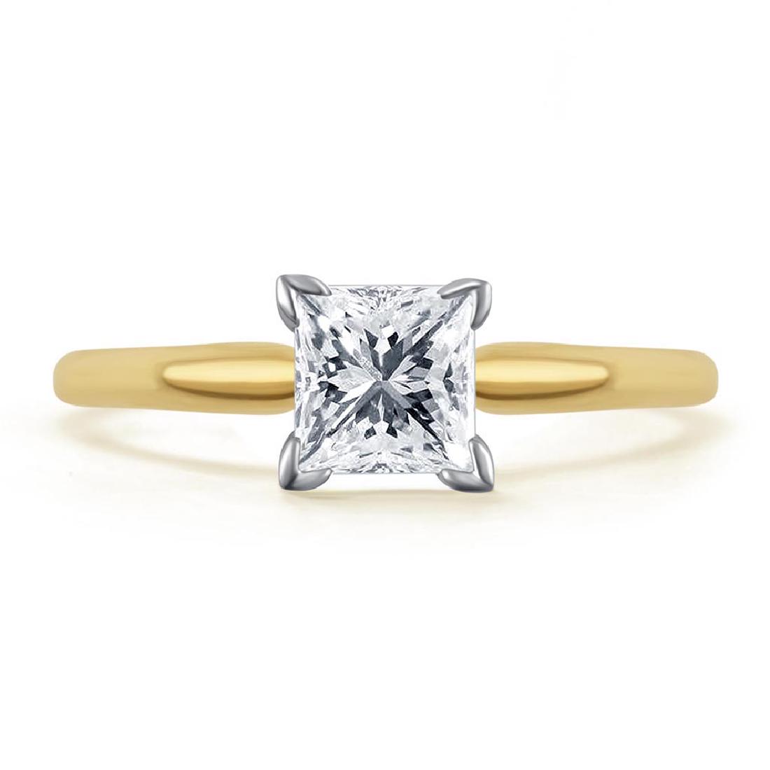 CERTIFIED 1.05 CTW PRINCESS F/SI1 SOLITAIRE RING IN 14K: CERTIFIED 1.05 CTW PRINCESS F/SI1 SOLITAIRE RING IN 14K YELLOW GOLD **|**|** CERTIFIED 1.05 CTW PRINCESS F/SI1 SOLITAIRE RING IN 14K YELLOW GOLD #IRS98052