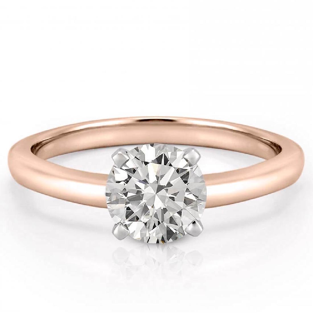 CERTIFIED 1 CTW ROUND E/VS2 DIAMOND SOLITAIRE RING IN 1: CERTIFIED 1 CTW ROUND E/VS2 DIAMOND SOLITAIRE RING IN 14K ROSE GOLD **|**|** CERTIFIED 1 CTW ROUND E/VS2 DIAMOND SOLITAIRE RING IN 14K ROSE GOLD #IRS14780
