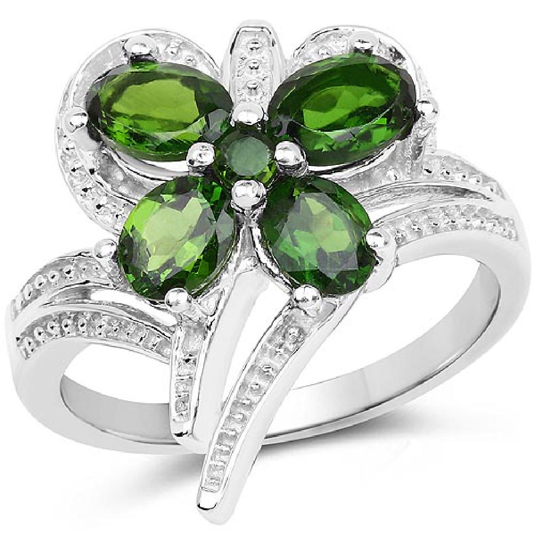 1.60 Carat Genuine Chrome Diopside and Chrome Diopside: 1.60 Carat Genuine Chrome Diopside and Chrome Diopside .925 Sterling Silver Ring **|**|** 1.60 Carat Genuine Chrome Diopside and Chrome Diopside .925 Sterling Silver Ring #IRS85313