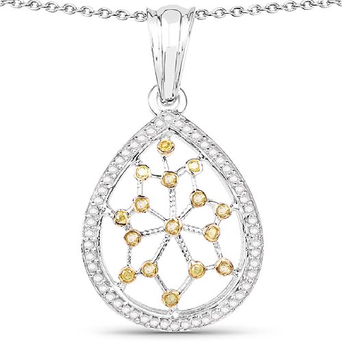 0.45 Carat Genuine White Diamond and Yellow Diamond .92: 0.45 Carat Genuine White Diamond and Yellow Diamond .925 Sterling Silver Pendant **|**|** 0.45 Carat Genuine White Diamond and Yellow Diamond .925 Sterling Silver Pendant #IRS99570