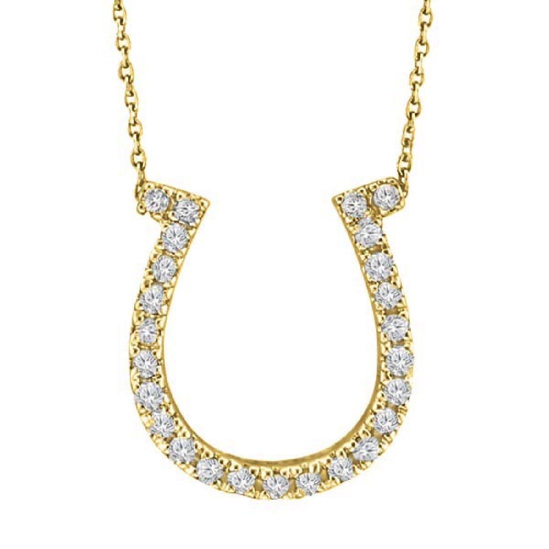 Diamond Horseshoe Pendant Necklace 14k Yellow Gold (0.2