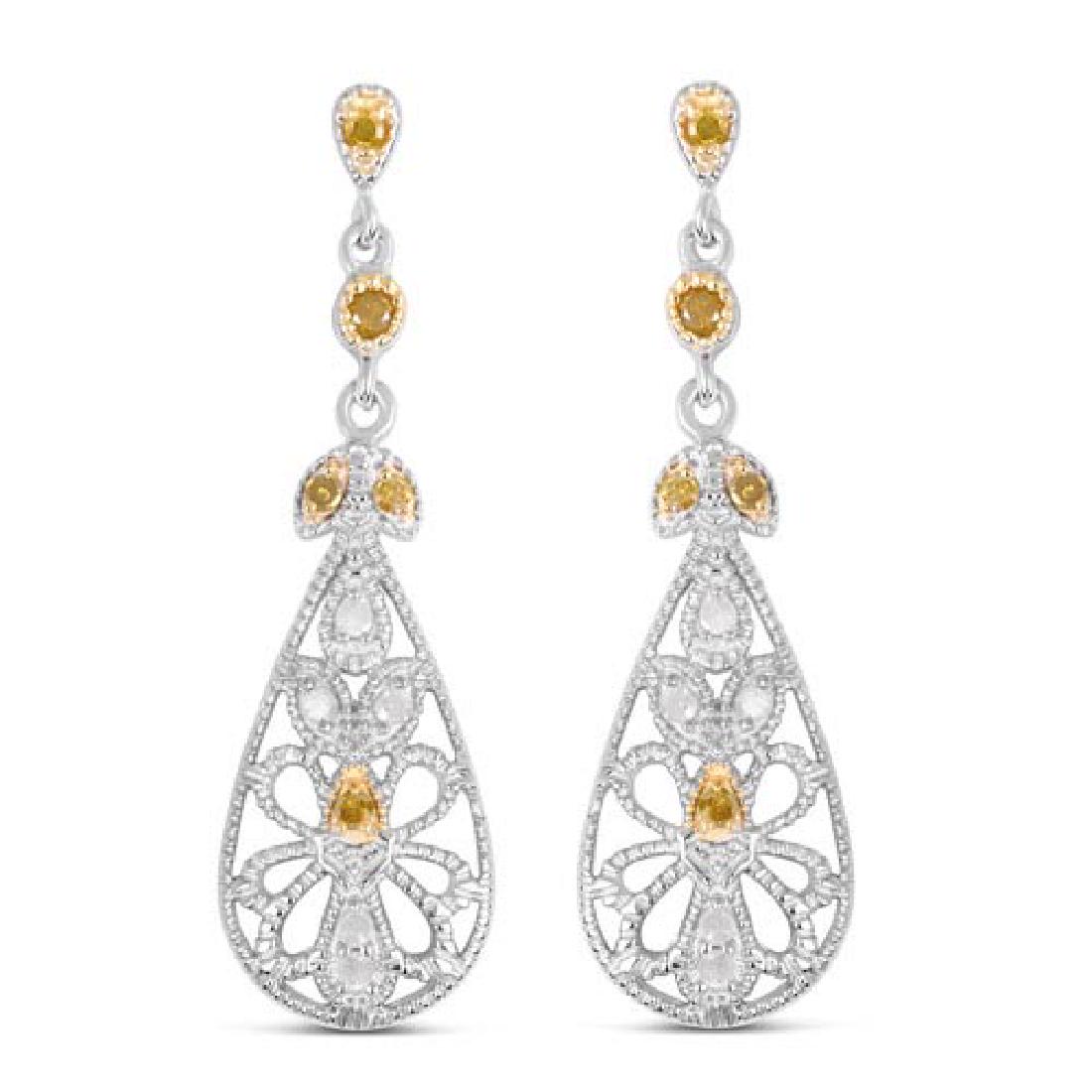 0.33 Carat Genuine White Diamond and Yellow Diamond .92: 0.33 Carat Genuine White Diamond and Yellow Diamond .925 Sterling Silver Earrings **|**|** 0.33 Carat Genuine White Diamond and Yellow Diamond .925 Sterling Silver Earrings #IRS67205