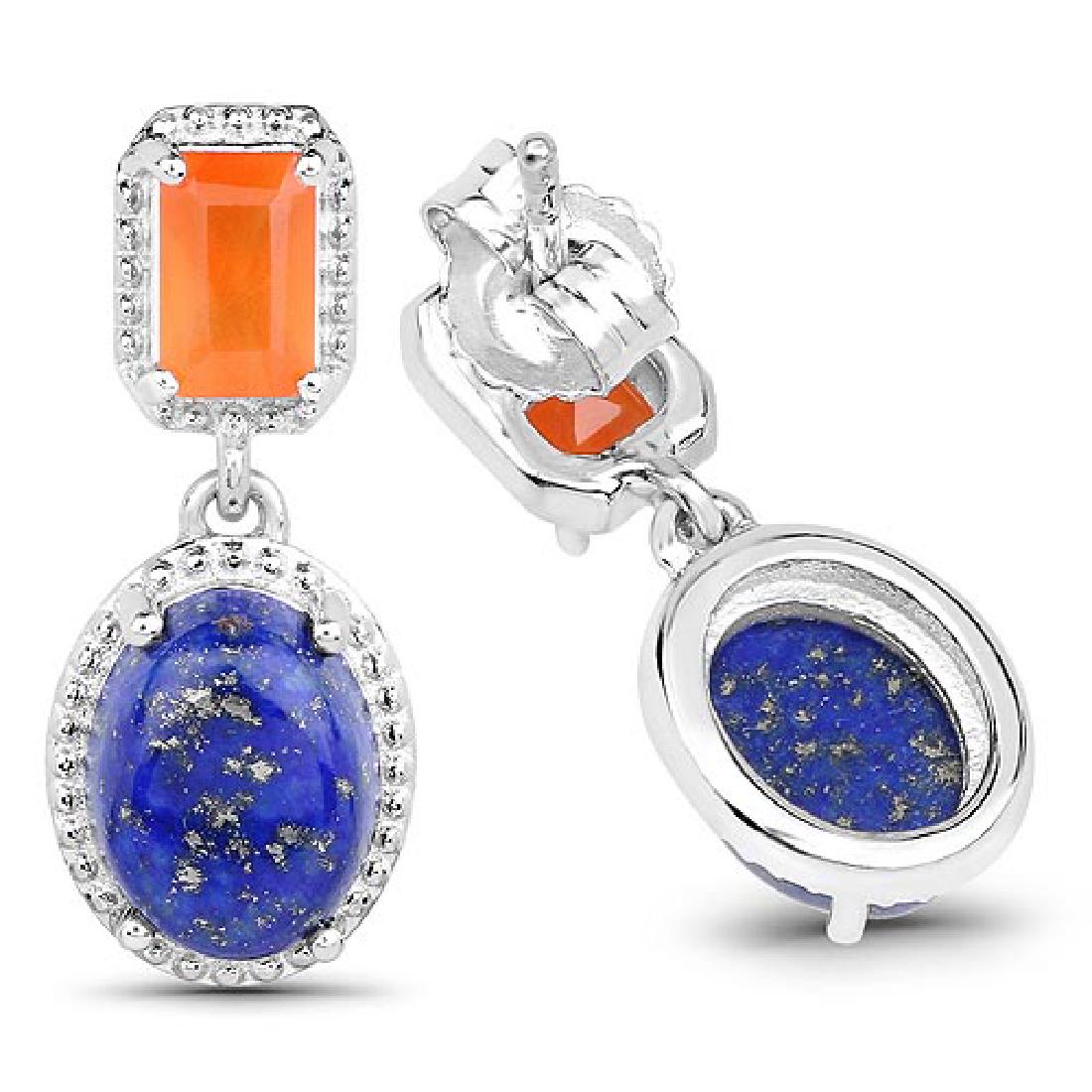 5.22 Carat Genuine Carnelian and Lapis .925 Sterling Si: 5.22 Carat Genuine Carnelian and Lapis .925 Sterling Silver Earrings **|**|** 5.22 Carat Genuine Carnelian and Lapis .925 Sterling Silver Earrings #IRS67179