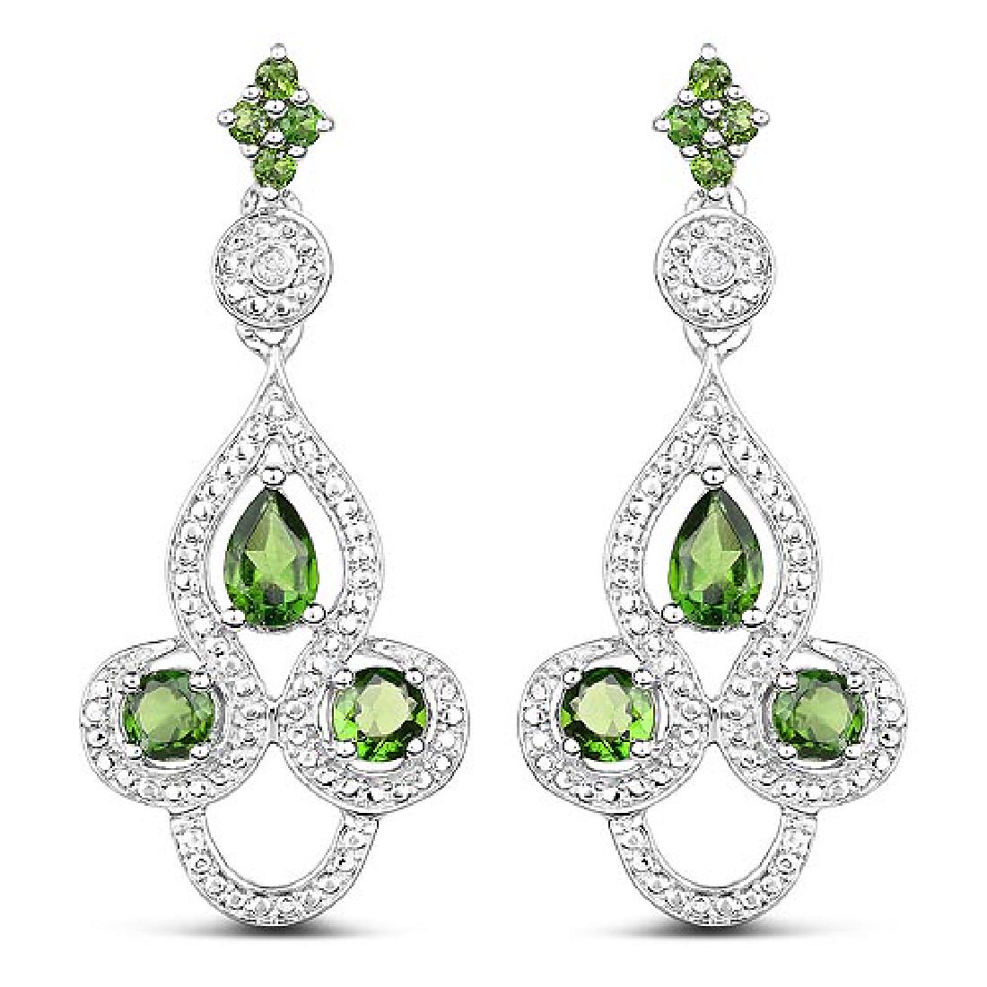 2.28 Carat Genuine Chrome Diopside and White Topaz .925: 2.28 Carat Genuine Chrome Diopside and White Topaz .925 Sterling Silver Earrings **|**|** 2.28 Carat Genuine Chrome Diopside and White Topaz .925 Sterling Silver Earrings #IRS67181