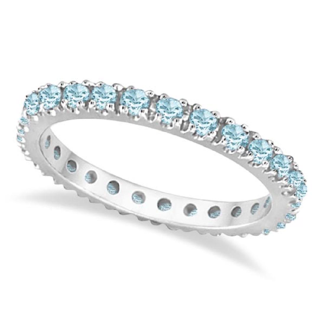 Aquamarine Eternity Stackable Ring Guard Band 14K White: Aquamarine Eternity Stackable Ring Guard Band 14K White Gold (0.50ct) **|**|** CENTER STONE; Aquamarine CENTER STONE CLARITY; CENTER STONE COLOR; Blue CENTER STONE SETTING; Prong SIDE STONE CLARITY; S